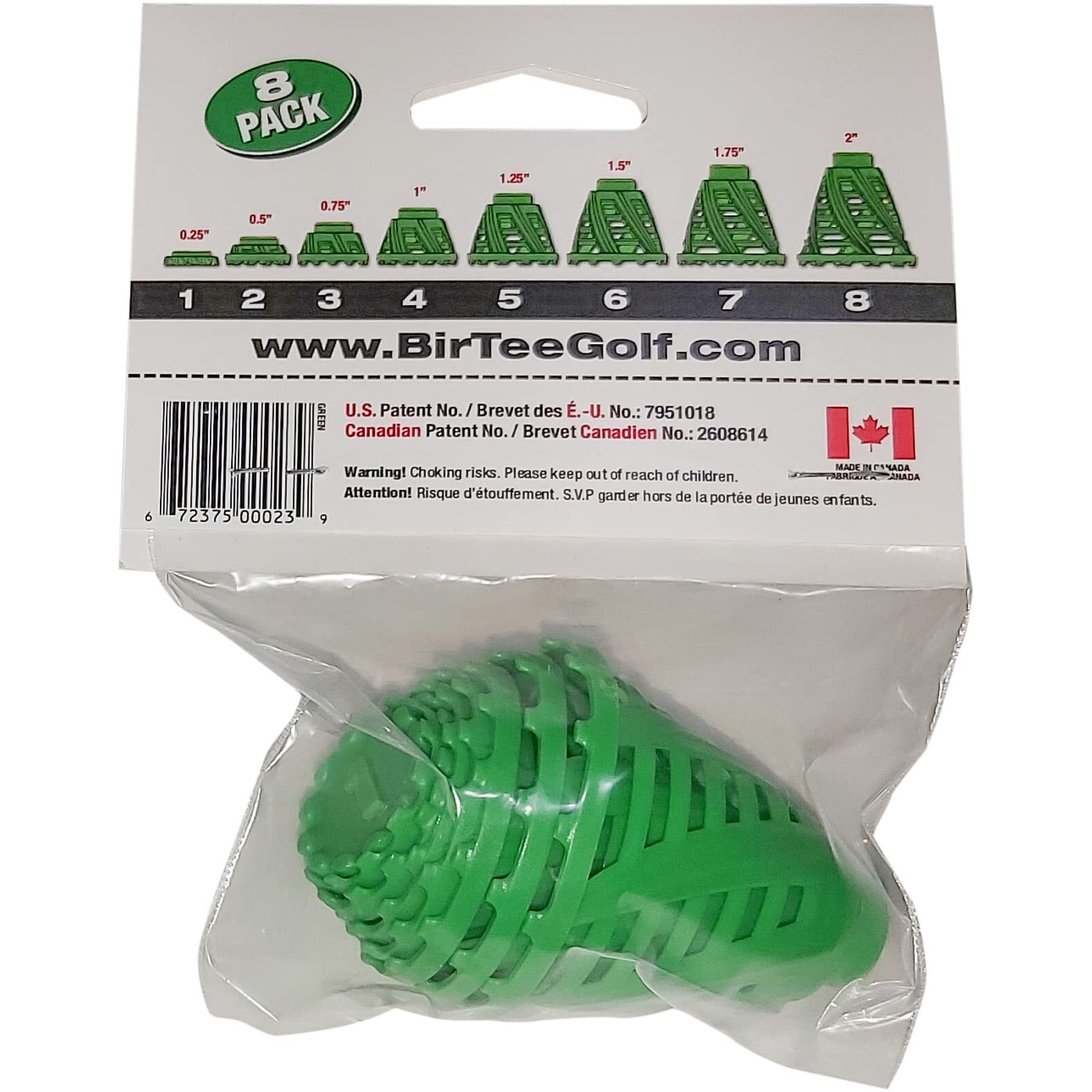 Birtee Golf Tees - Pro Speed Version With Enhanced Durability - 8 Pack. Indoor Golf Tees/Golf Simulator Tees/Winter Golf Tees. (Green)