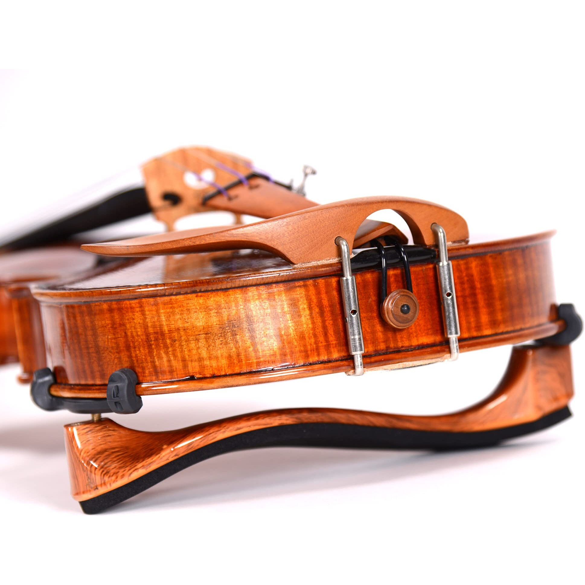 Fiddlerman Light Carbon Fiber Violin Shoulder Rest 4/4 Foam Padding For Comfort With Slight Height Adjustable Feet (Wood Look)