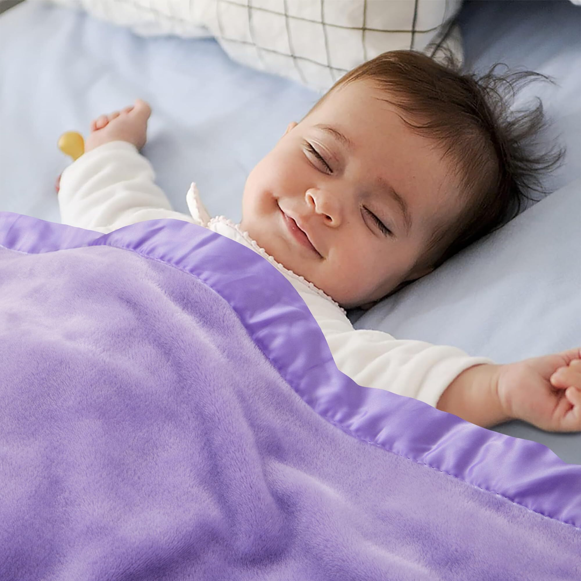 Pro Goleem Fleece Baby Blanket With 2 Inch Satin Trim Soft Plush Blanket For Boys And Girls For Babies Purple 30 ' 'X40 ' '