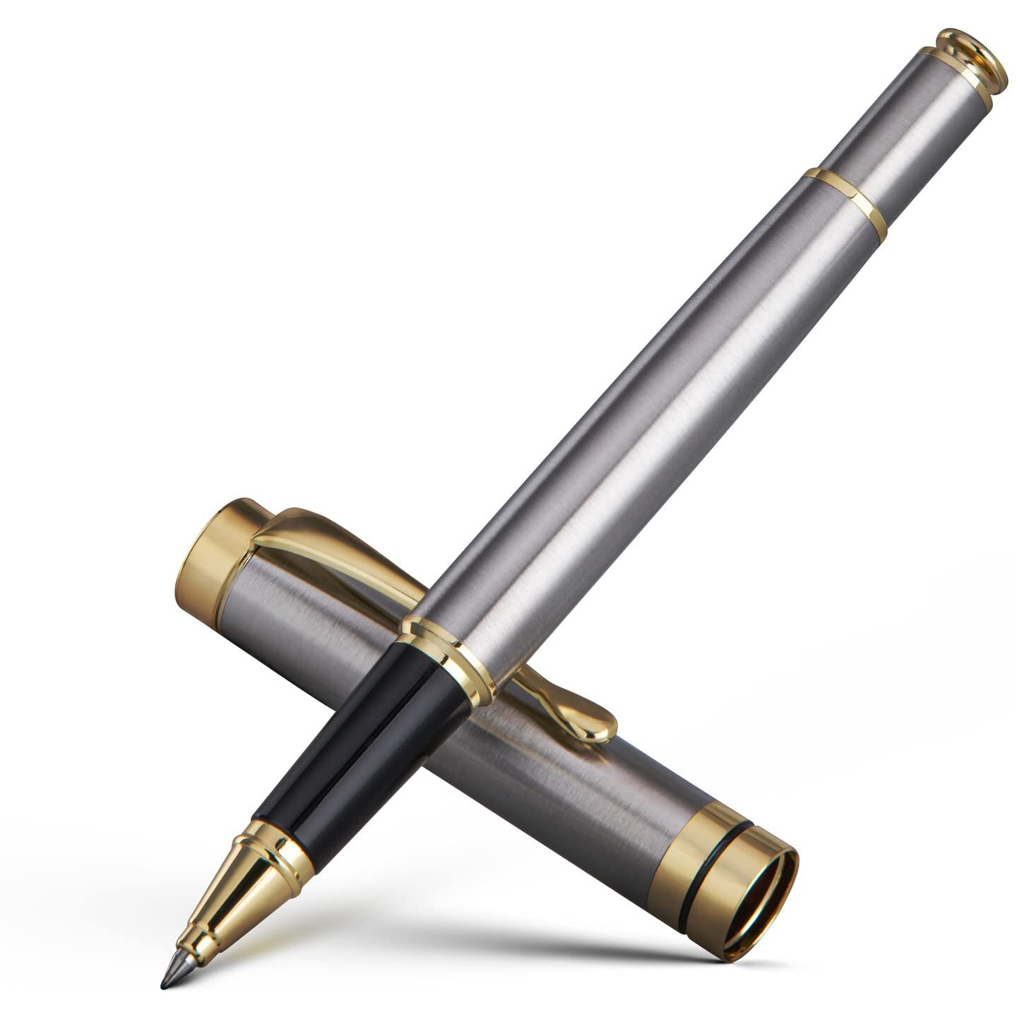 Beiluner Ballpoint Pens  Stunning Silver Chrome Metal Pen With Golden Trim  Best Ball Pen Gift Set For Men & Women  Professional  Executive  Office  Nice Pens-Gift Box With 0.5Mm Extra Black Refill