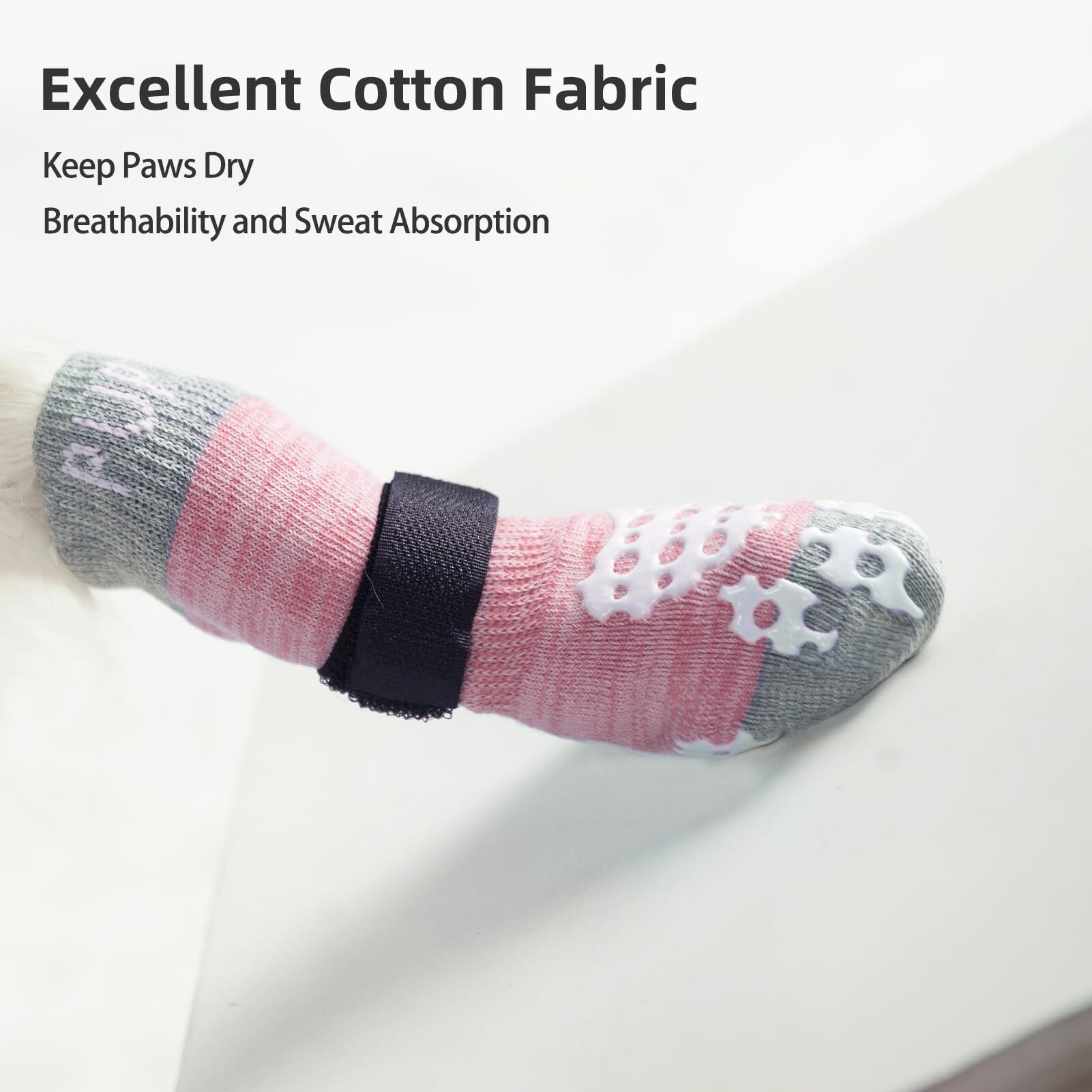 Pupteck Anti-Slip Dog Socks With Double Sides Grips For Small Medium Large Dogs Hardwood Floors Prevents Licking  Dog Shoes For Hot Pavement Traction Control Paw Protector For Senior Dogs  Pink S