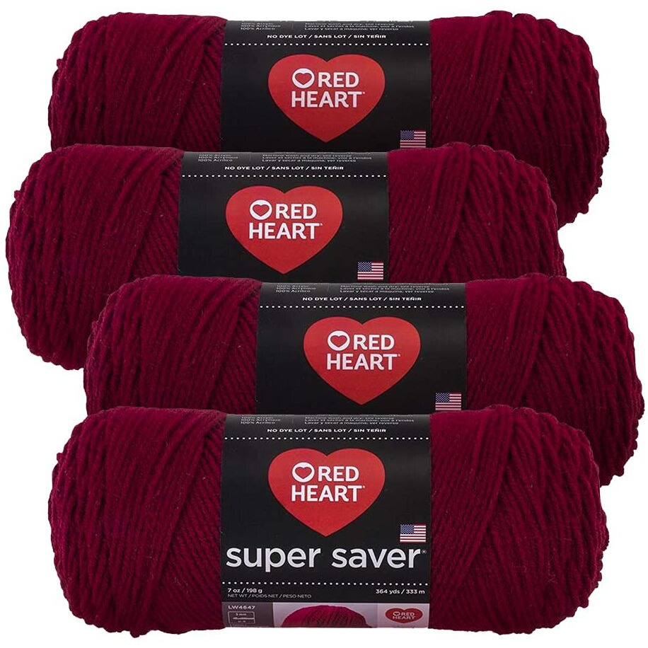 Red Heart Super Saver Yarn (4-Pack Of 7Oz Skeins) (Burgundy)
