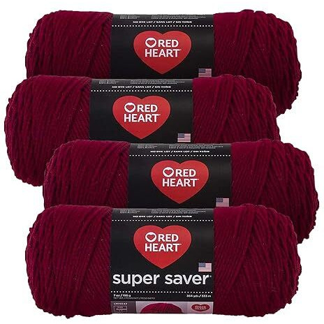 Red Heart Super Saver Yarn (4-Pack Of 7Oz Skeins) (Burgundy)