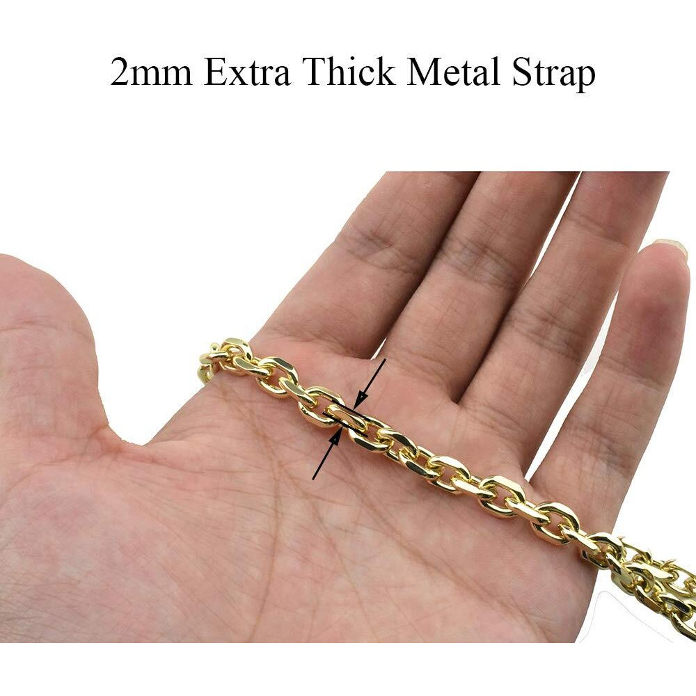 Hahiyo Mini Pochette Purse Chain Strap Thin Wide 6Mm For Lv Length 47.2 Inches Thick 2Mm Shiny Light Gold For Shoulder Cross Body Sling Handbag Wallet Clutch Comfortable Flat Metal Strap 1 Pack