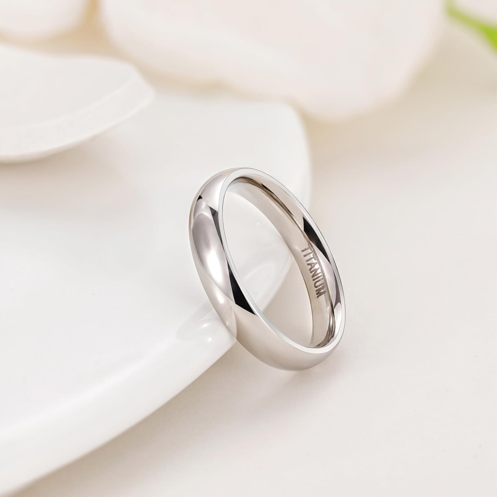 Tigrade 2Mm 4Mm 6Mm 8Mm 10Mm Titanium Ring Plain Dome High Polished Wedding Band Comfort Fit Size 3-15 4Mm Size 6.5
