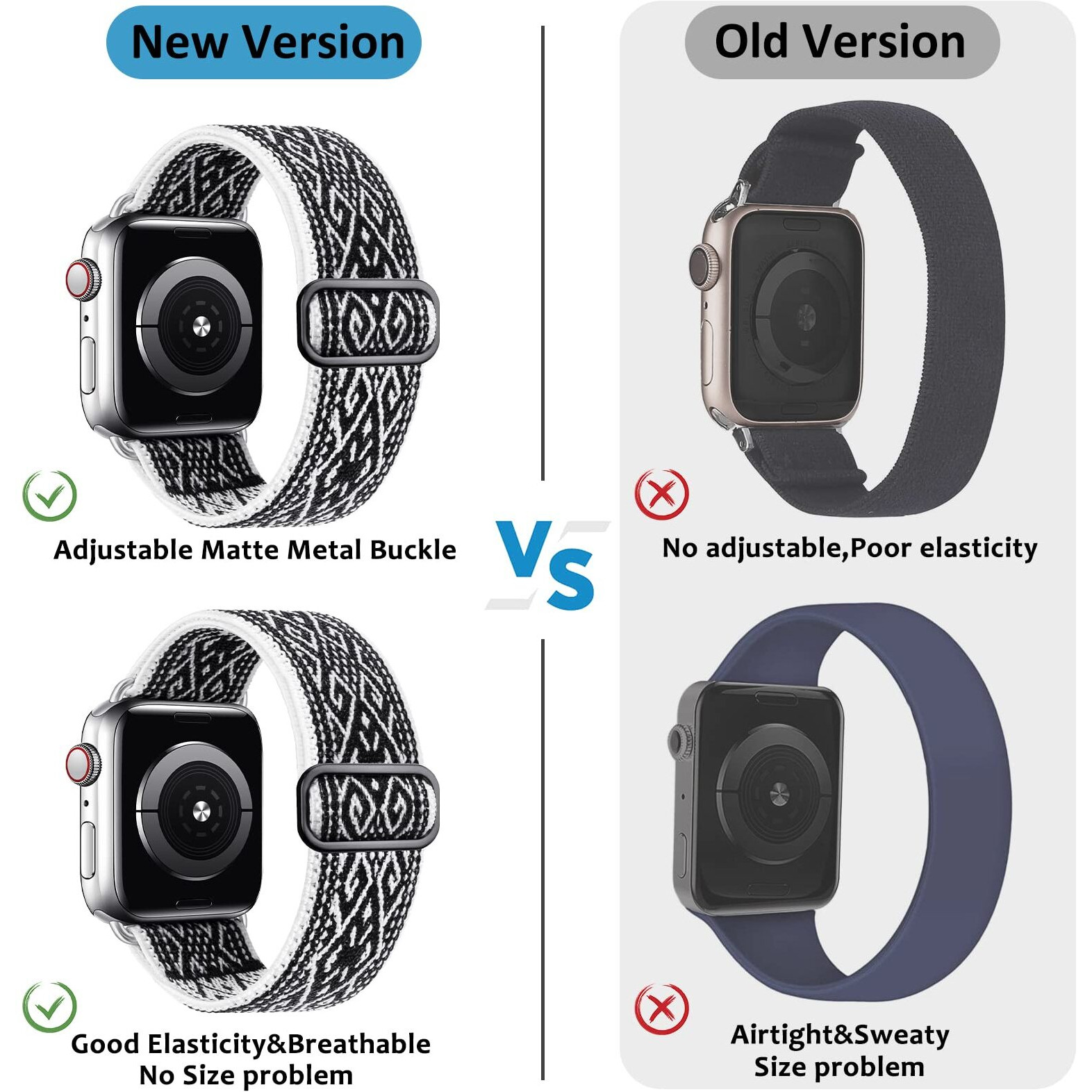 Greatfine Stretchy Solo Loop Strap Compatible With Apple Watch Band 38Mm 40Mm 44Mm 41Mm 42Mm 45Mm  Elastic Nylon Band Adjustable Buckle Women Men Sport Strap For Iwatch Series 8 7 6 5 4 3 2 1 Se