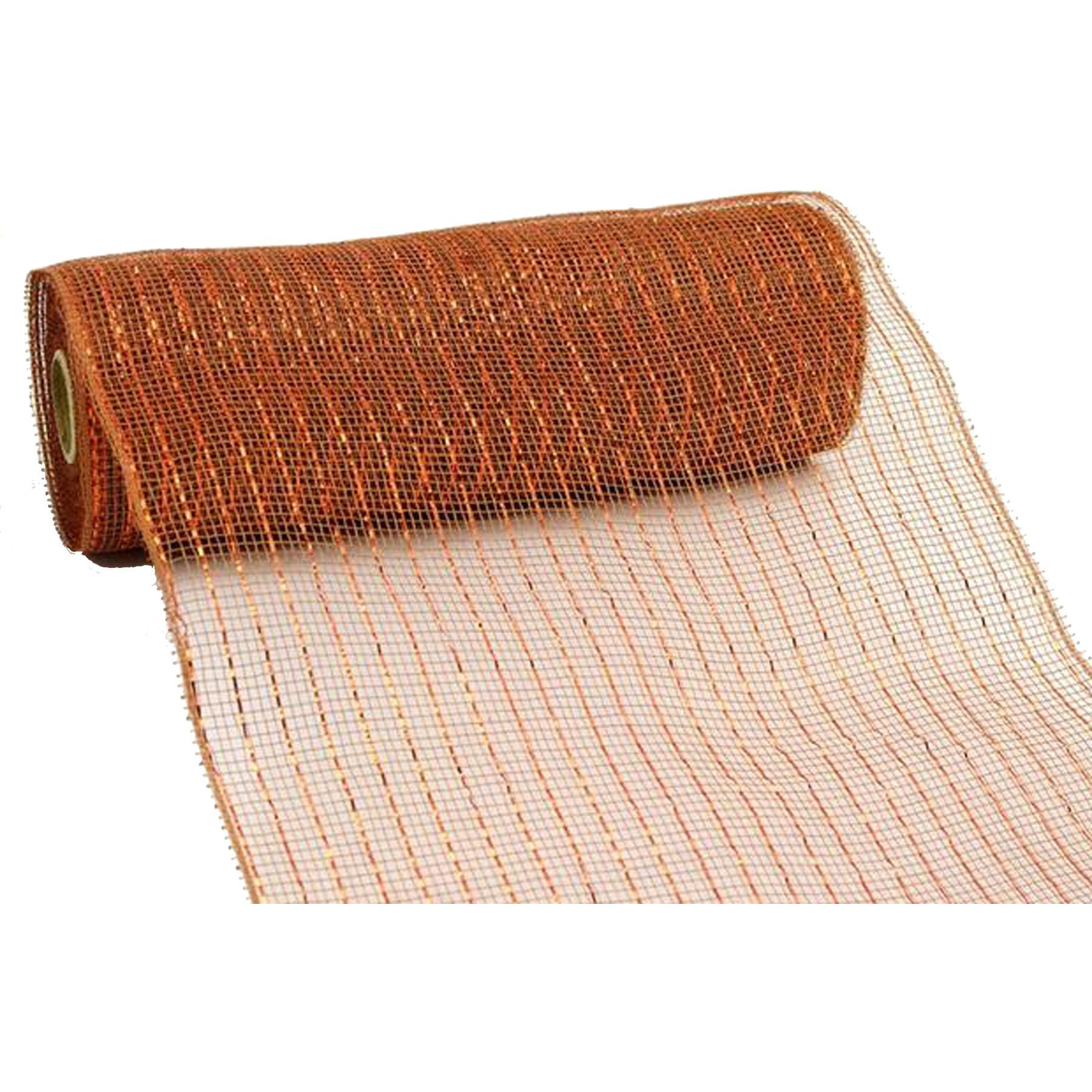 10 Inch X 30 Feet Deco Poly Mesh Ribbon - Metallic Brown And Copper  Re130104