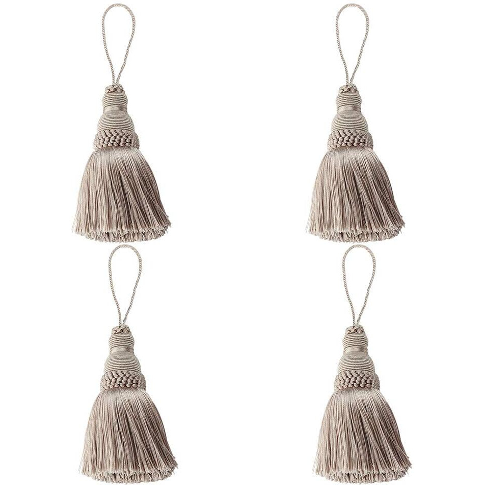 Fenghuangwu Colorful Tassel Key Tassel Diy Accessories For Curtain And Home Decoration-Khaki-4Pcs
