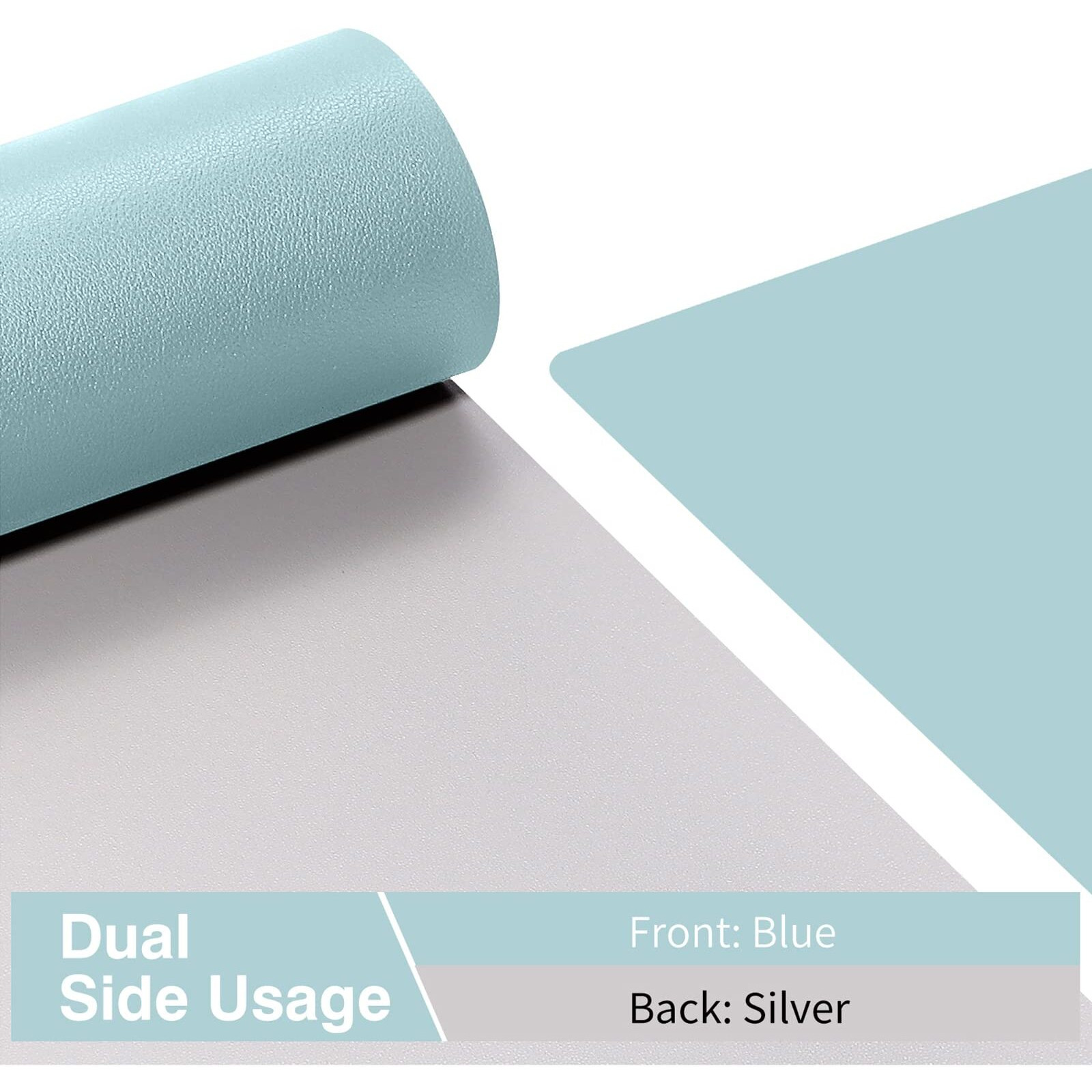 Towwi Dual Sided Desk Pad  Large Desk Mat  Waterproof Desk Blotter Protector Mouse Pad  Leather Desk Pad Large For Keyboard And Mouse (24 "" X 14 ""  Blue/Silver)