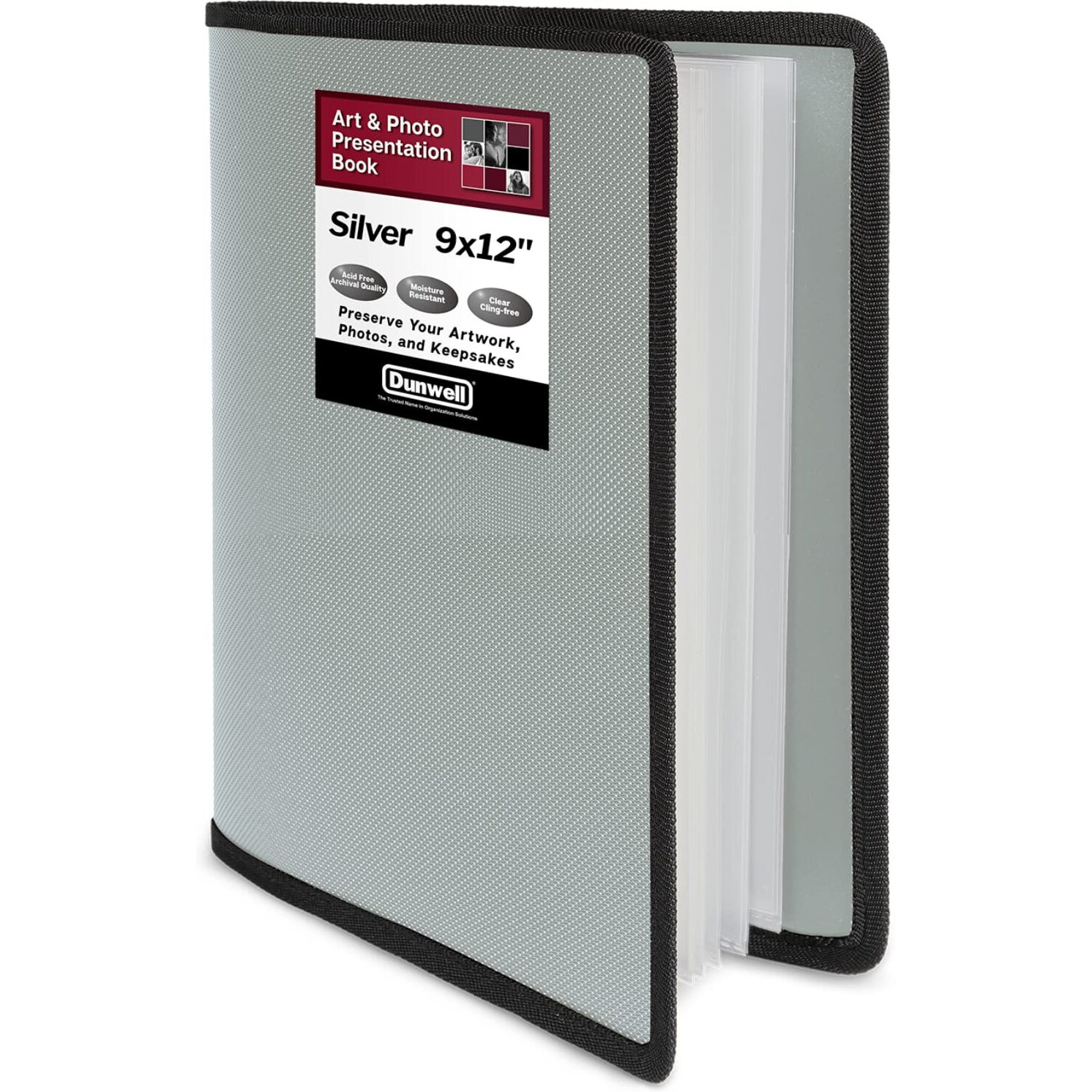 Dunwell Art Portfolio 9X12 Folder - (Silver)  9 X 12 Art Holder For Kids  24 Pockets Display 48 Pages  Art Folder  Portfolio Binder  Art Folio  Portfolio Book  Art Binder  9X12 Art Portfolio