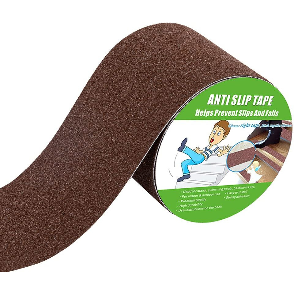 Anti Slip Tape  High Traction Strong Grip Abrasive  Not Easy Leaving Adhesive Residue  Indoor & Outdoor (4"" Width X 190"" Long  Brown)