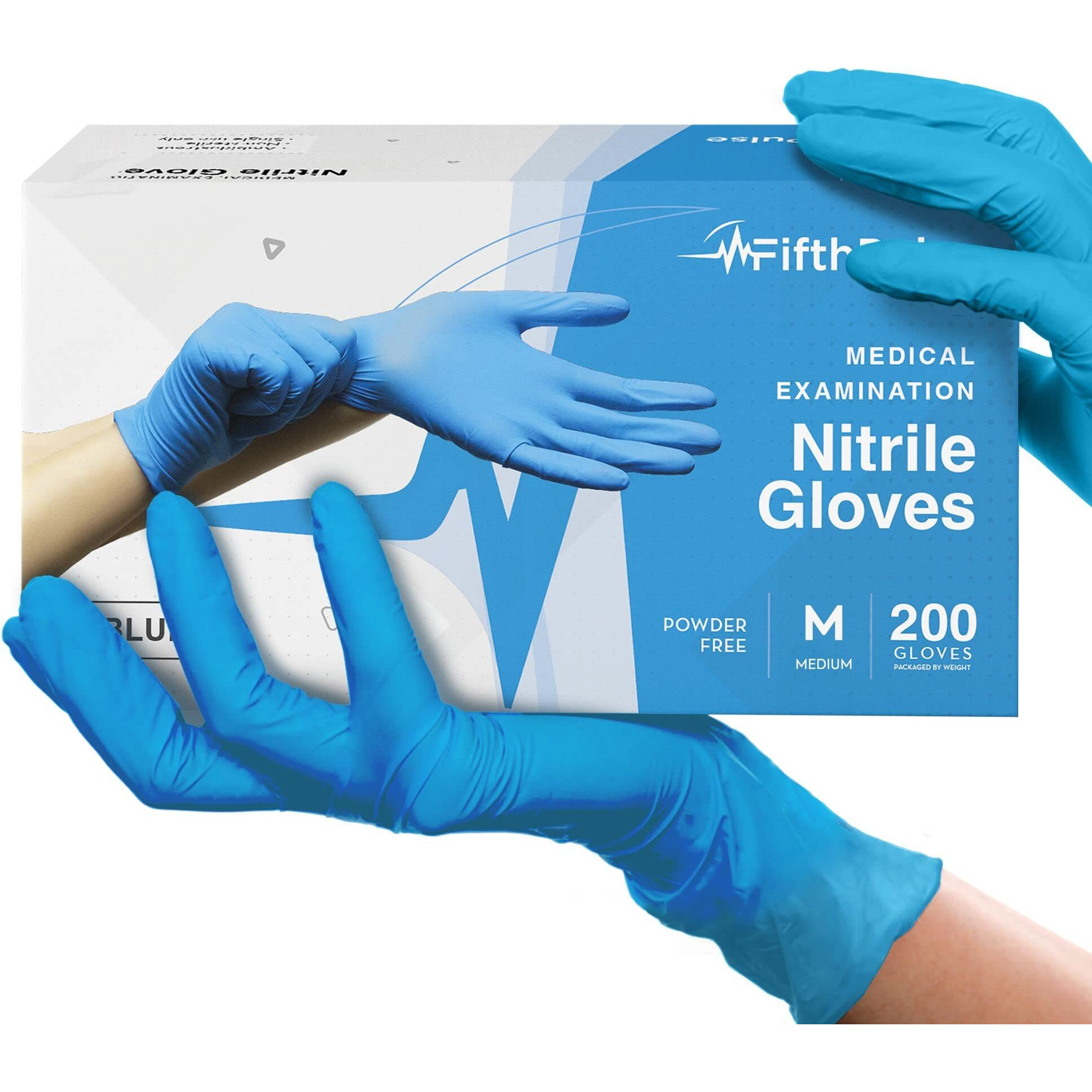 Blue Nitrile Disposable Gloves Medium  200 Count - Medical Exam Grade Gloves  Dental And Surgical Grade - Powder And Latex Free Rubber Gloves - 3 Mil Thickness