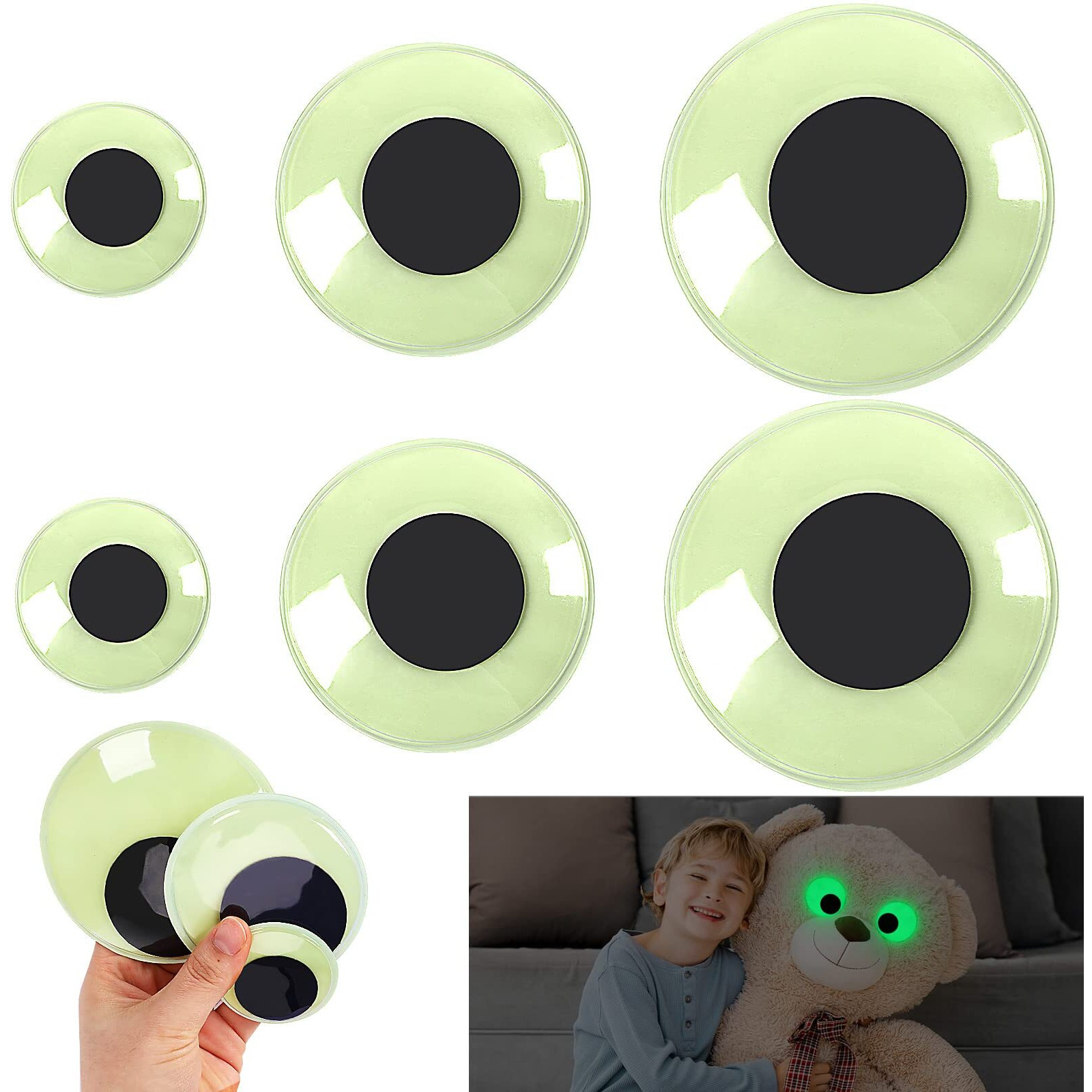 6Pcs Giant Googly Wiggle Eyes  Petknows Glow In The Dark Google Eyes Self Adhesive For Craft Sticker Large Sticky Eyes Big Sparkle Googly Eyes For Diy Decoration 2Inch 3Inch 4Inch
