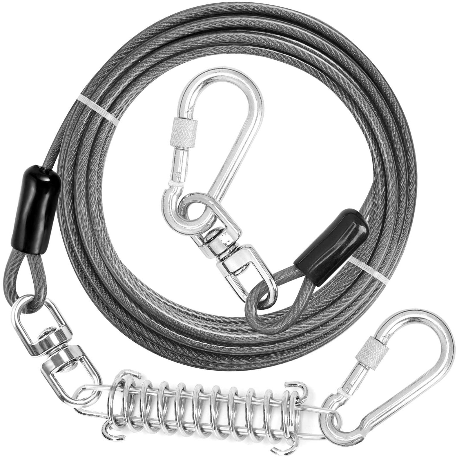 Jenico Dog Tie Out Cable  10/15/20/30/40/50/70/100/150Ft Runner Cable With Swivel Hook And Shock Spring  Dog Leash Run Tether For Yard Outdoor And Camping For Small To Medium Pets Up To 500 Lbs