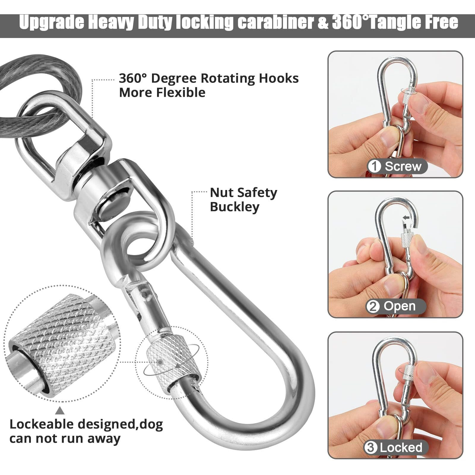 Jenico Dog Tie Out Cable  10/15/20/30/40/50/70/100/150Ft Runner Cable With Swivel Hook And Shock Spring  Dog Leash Run Tether For Yard Outdoor And Camping For Small To Medium Pets Up To 500 Lbs