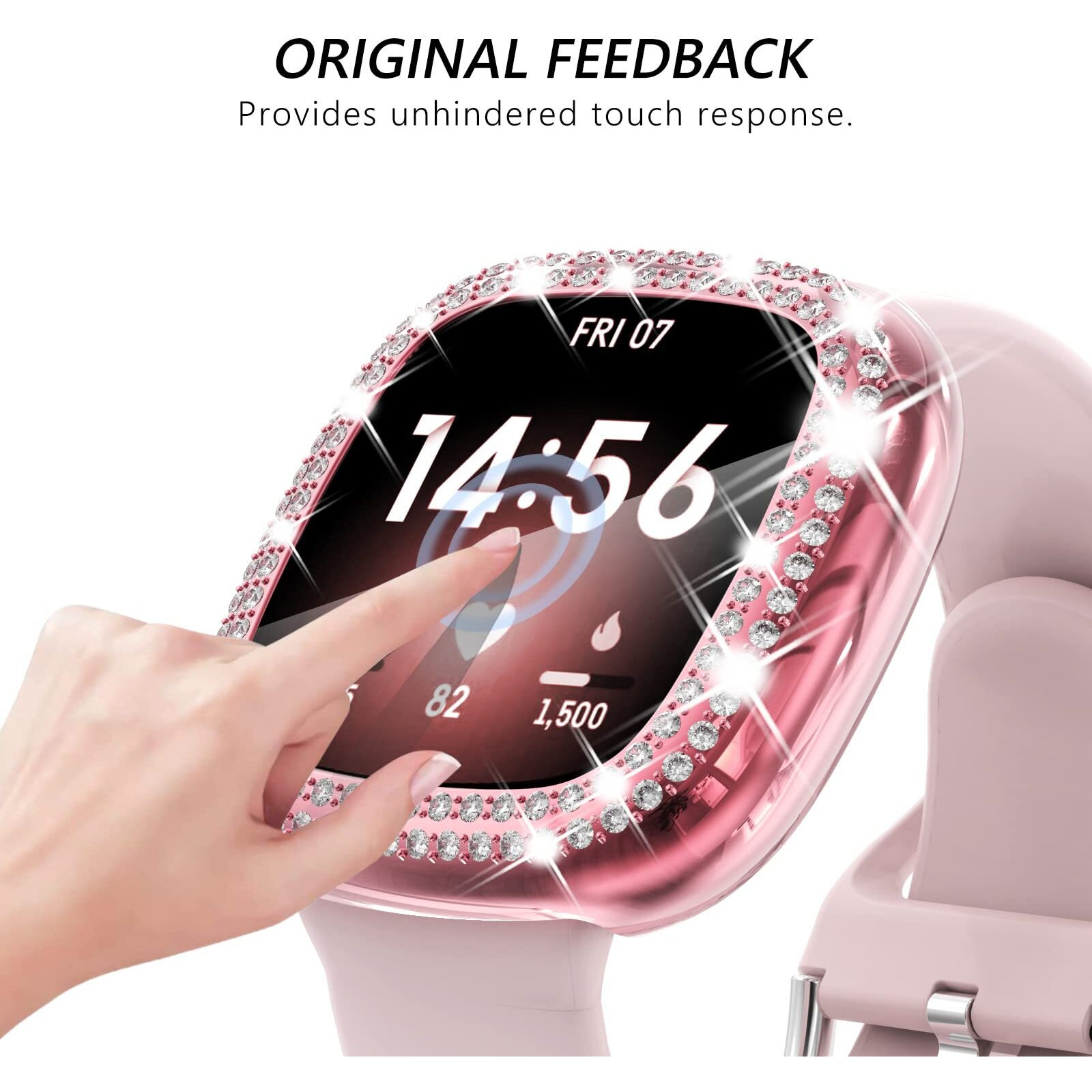 Chanchy 4 Pack Compatible With Fitbit Versa 3 Screen Protector Case  Soft Tpu Full Protective Case Cover Bumper Bling Crystal Diamond Frame For Fitbit Versa 3 Smart Watch  Rose Gold/Pink/Clear/Black