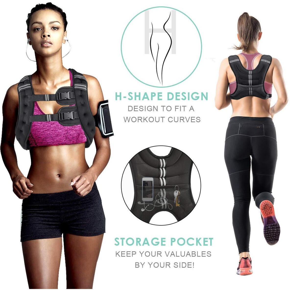 Prodigen Weighted Vest For Women And Men 16 Lbs With Reflective Stripe And Double Adjustable Buckle Straps Weight Vests For Strength Training  Jogging  Cardio  Weight Loss  Muscle Building  Gray