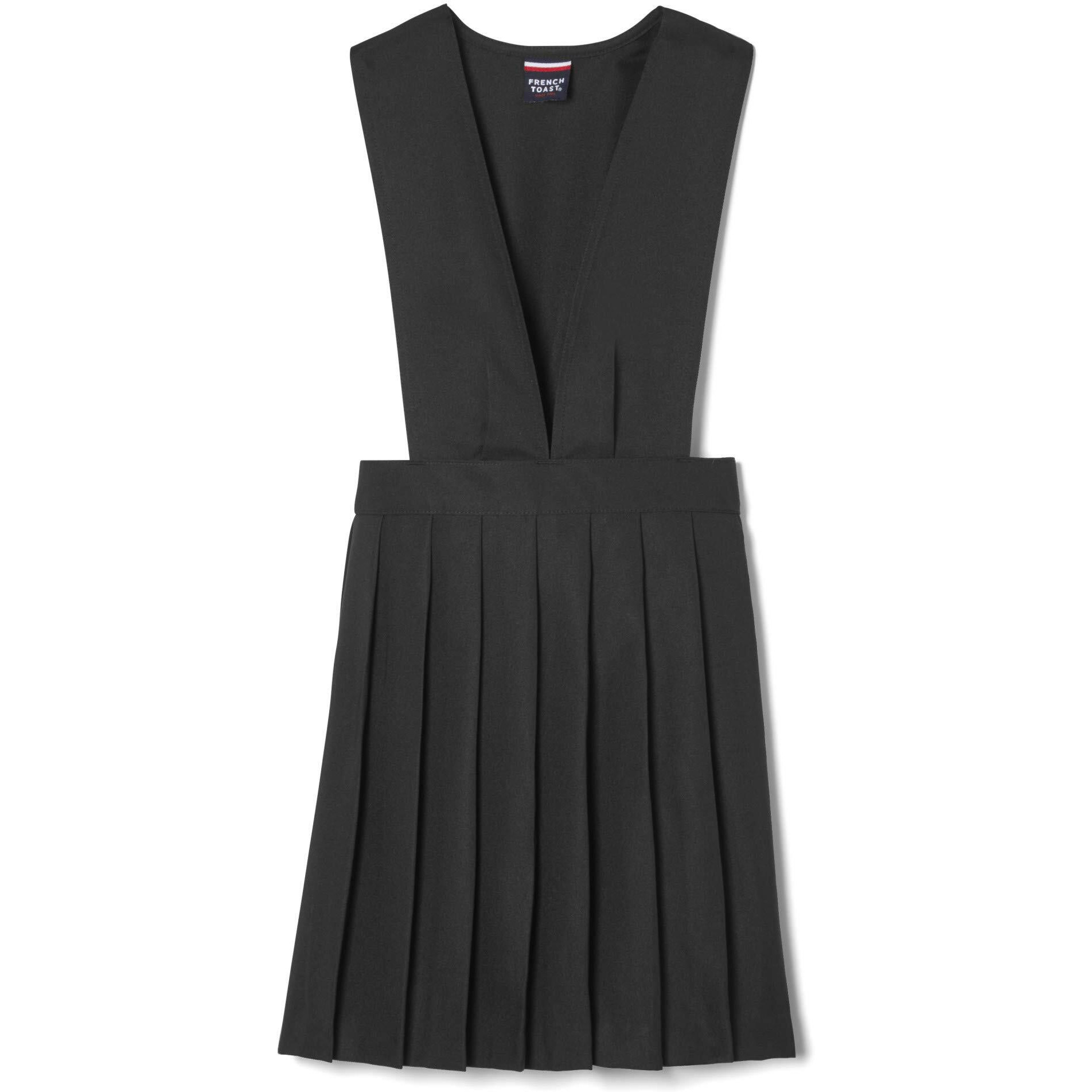 French Toast Big Girls V-Neck Pleated Jumper  Black  7