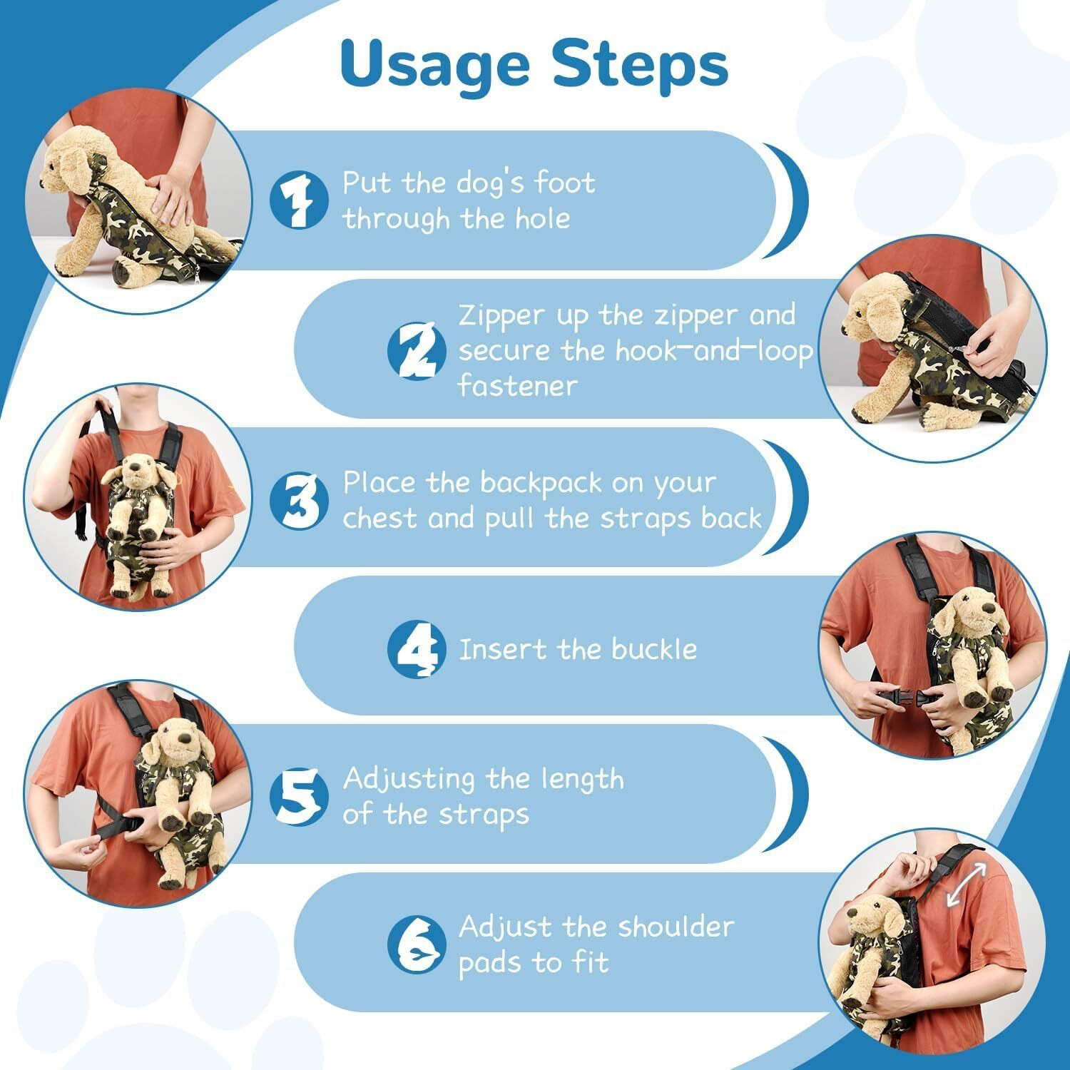 Yudodo Pet Dog Carrier Backpack Adjustable Dog Front Carrier  Legs Out Easy-Fit Dog Travel Backpack Carrier For Hiking Camping For Small Medium Dogs Cats And Rabbits (Small  Camouflage Green)