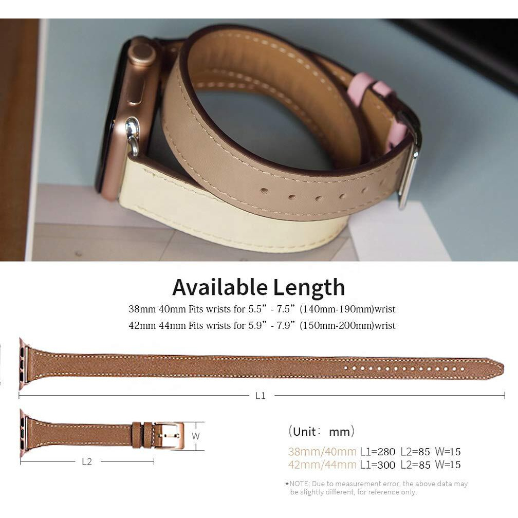Bestig Compatible With Apple Watch Band 49Mm 46Mm 45Mm 44Mm 42Mm(Series 3 2 1) For Women Men  Genuine Leather Double Tour Slim Strap For Iwatch Ultra Se Series 9 8 7 6 5 4 3 2 1 (Pink Sand+Silver)