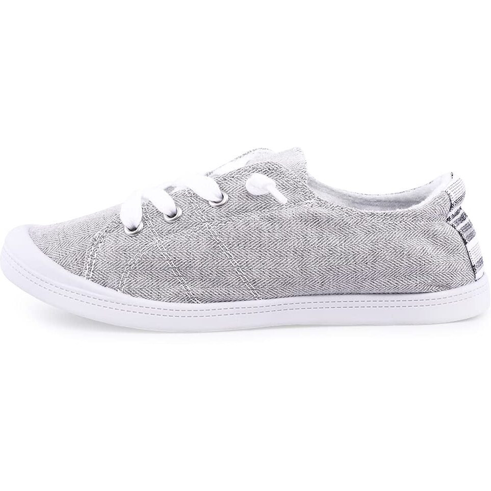 Women 's Slip On Canvas Sneaker Low Top Casual Walking Shoes Classic Comfort Flat Fashion Sneakers (Twill Grey 07)