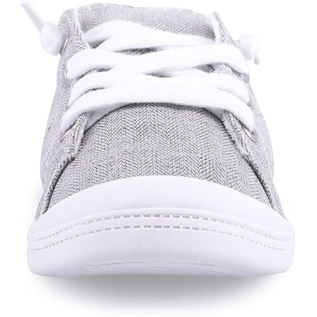 Women 's Slip On Canvas Sneaker Low Top Casual Walking Shoes Classic Comfort Flat Fashion Sneakers (Twill Grey 07)