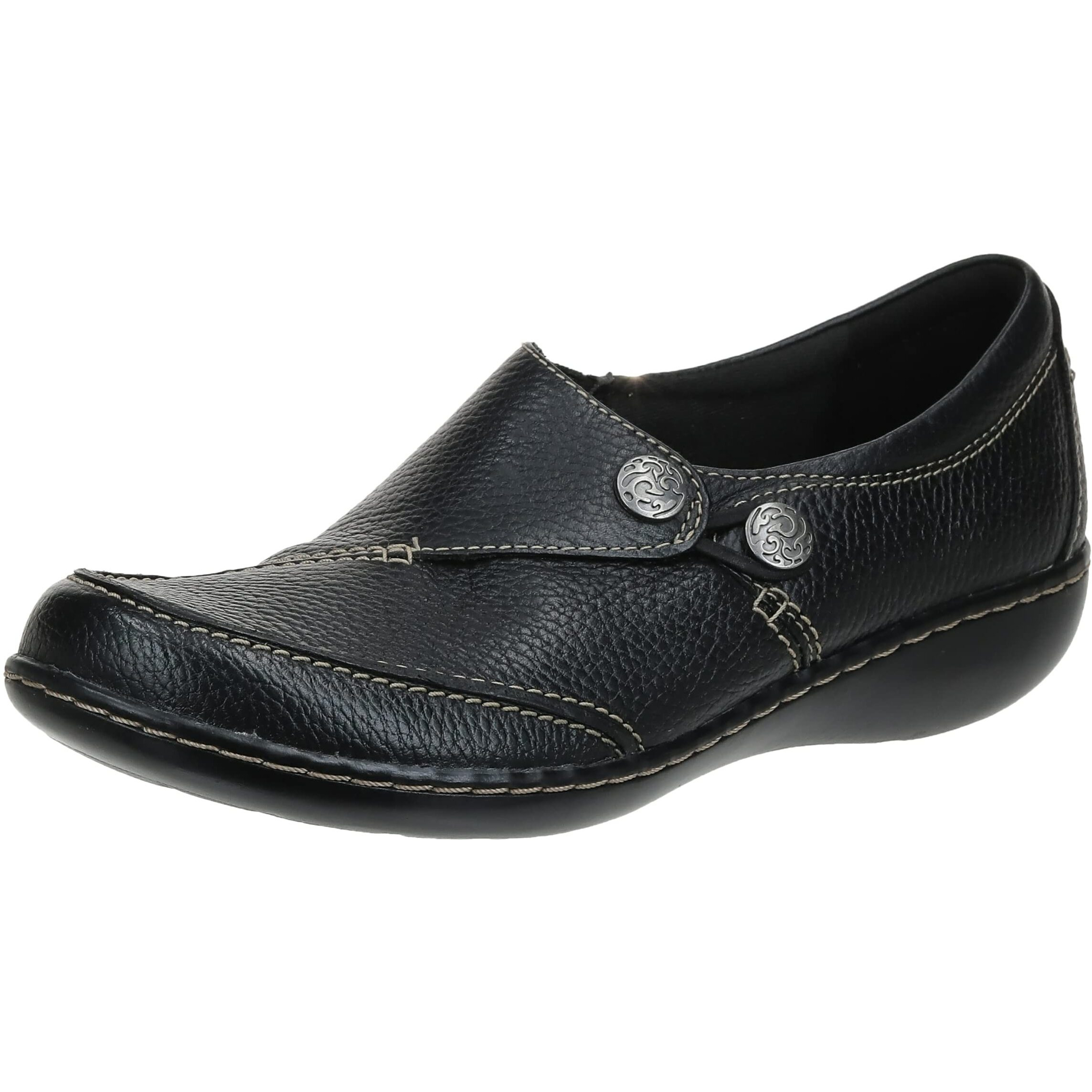 Clarks Womens Ashland Lane Q Slip-On Loafer  Black  10 N Us