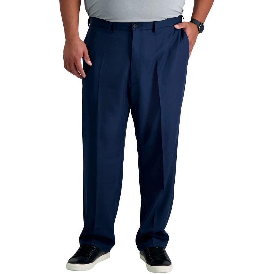 Haggar Mens Cool 18 Pro Classic Fit Flat Front Pant - Regular And Big  Tall Sizes  Navy  40W X 29L