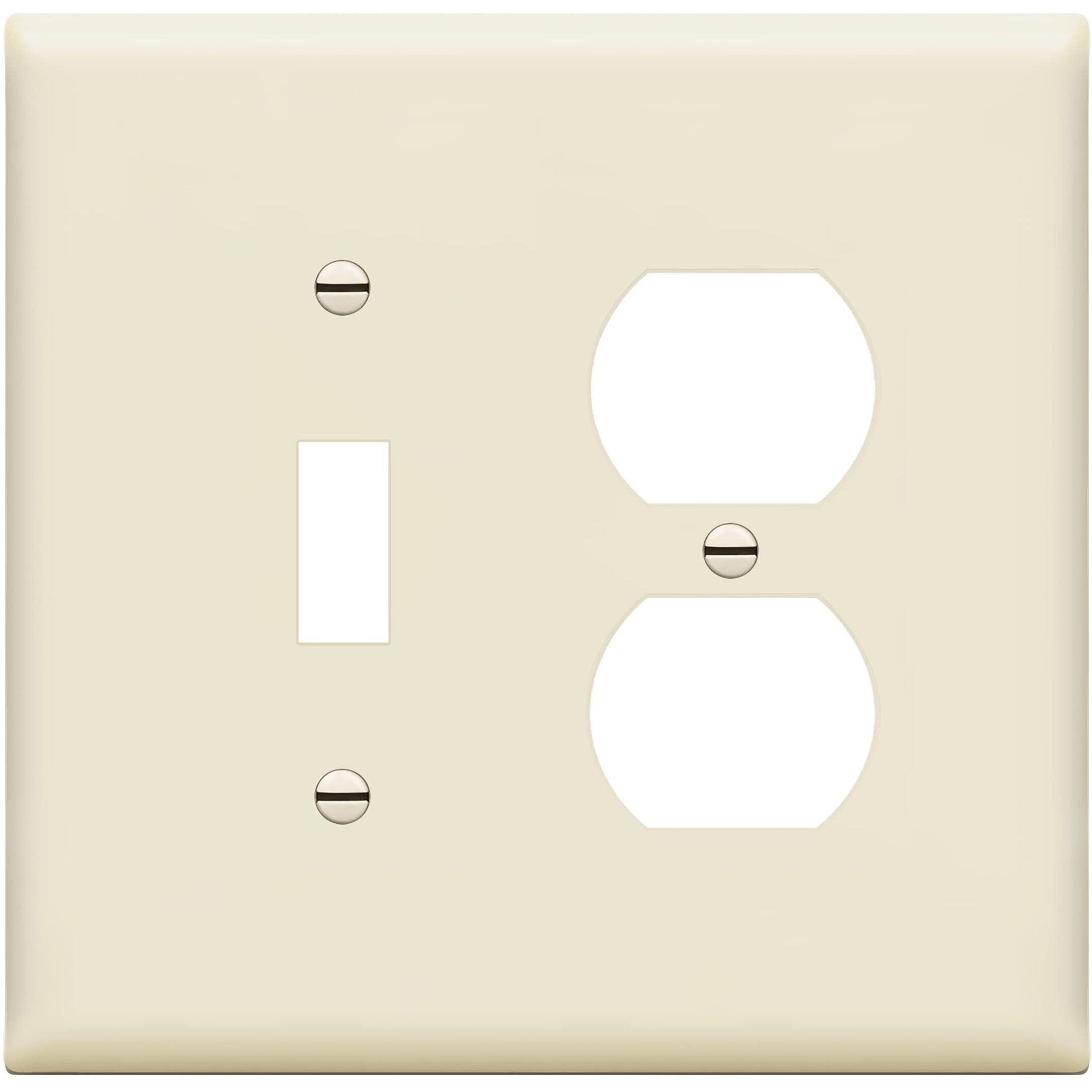 Enerlites Combination Toggle Switchduplex Receptacle Outlet Wall Plate  Mid-Size 2-Gang 488 X 492  Polycarbonate Thermoplastic  881121M-La  Light Almond