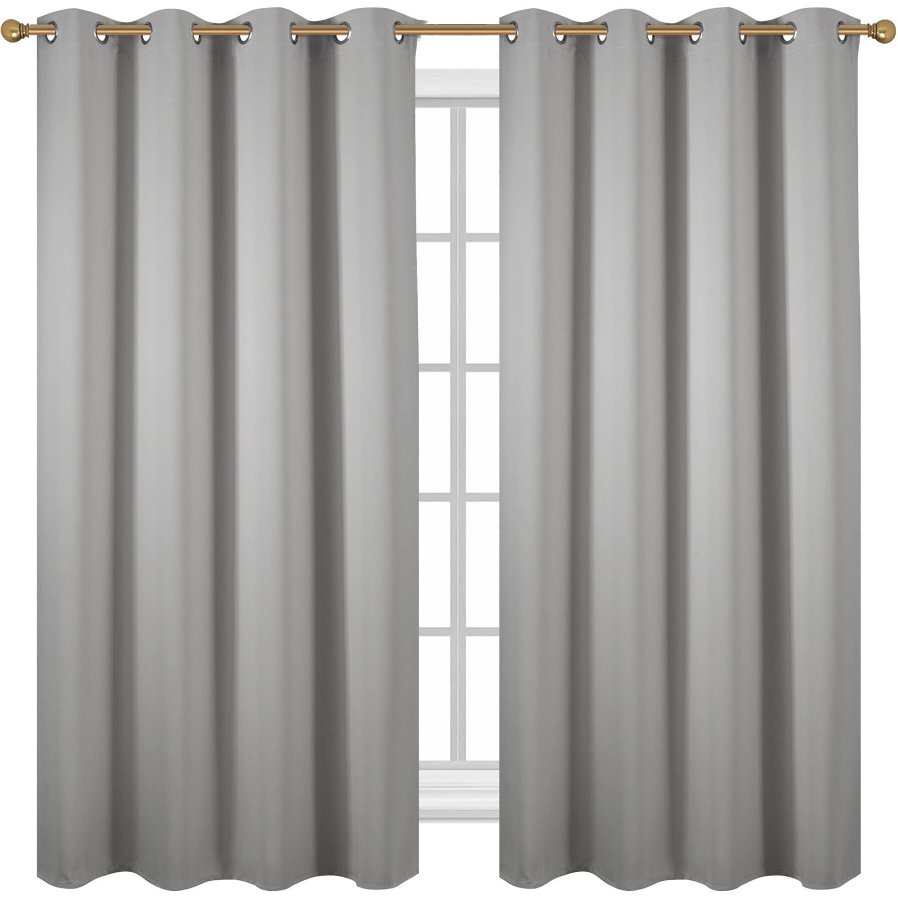 Diraysid Light Grey Grommet Blackout Curtains For Bedroom Thermal Insulated Room Darkening Curtains Drapes  52 X 63 Inch  2 Panels