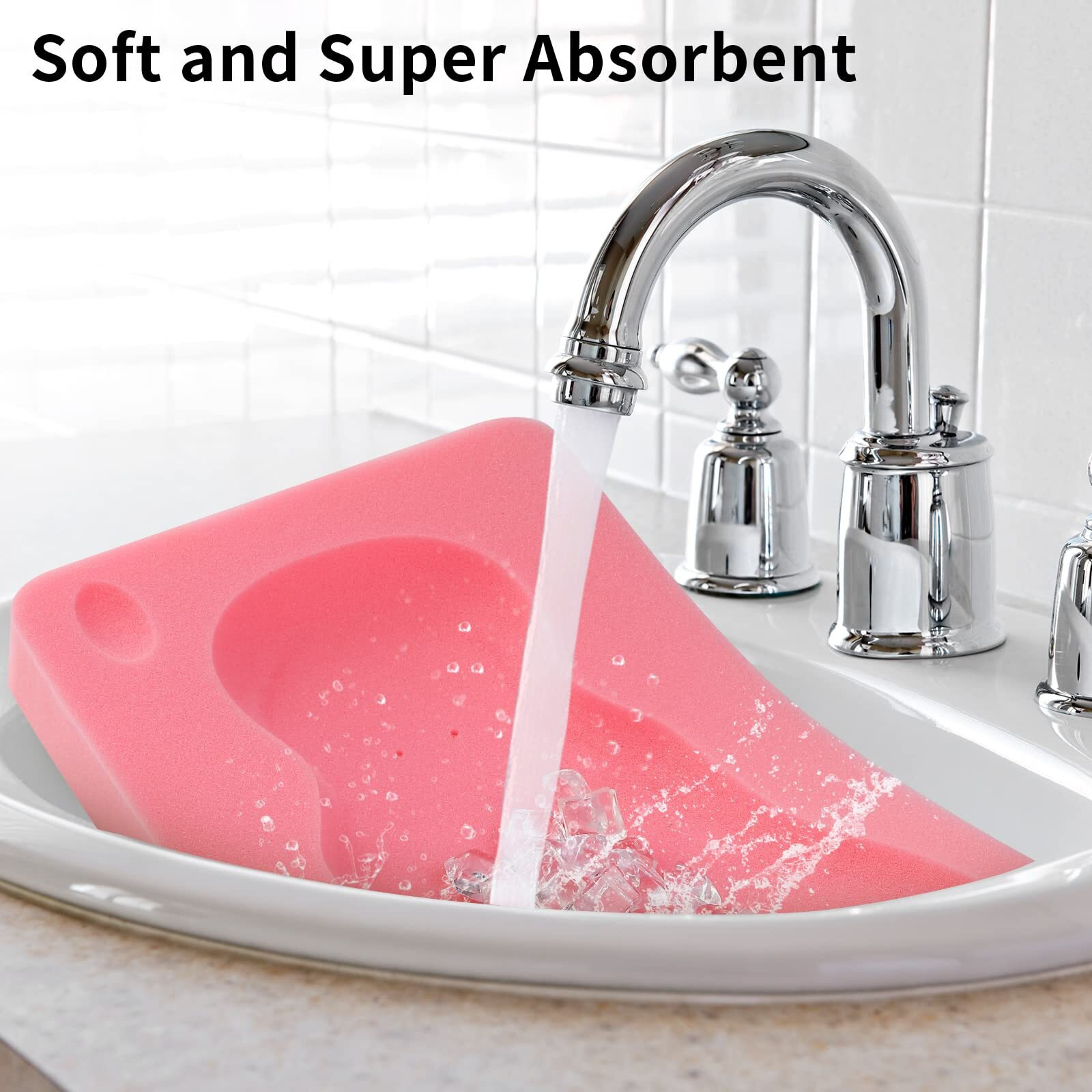 Kecuco Baby Bath Cushion  Baby Bath Sponge For Bathing Infant Bath Mat Newborn Bath Baby Essentials - Excellent Foam Odor Free (Pink)