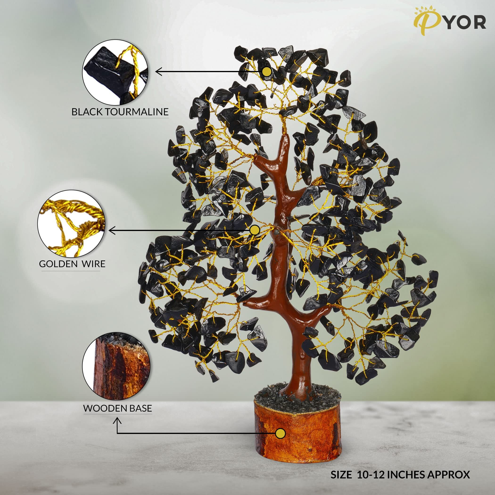 Black Tourmaline  Crystal Tree  House Warming Gifts New Home  Feng Shui  Meditation Accessories  Gemstone Tree  Crystal Bonsai Tree  Authentic Black Tourmaline  Positive Stones And Crystals Home Decor