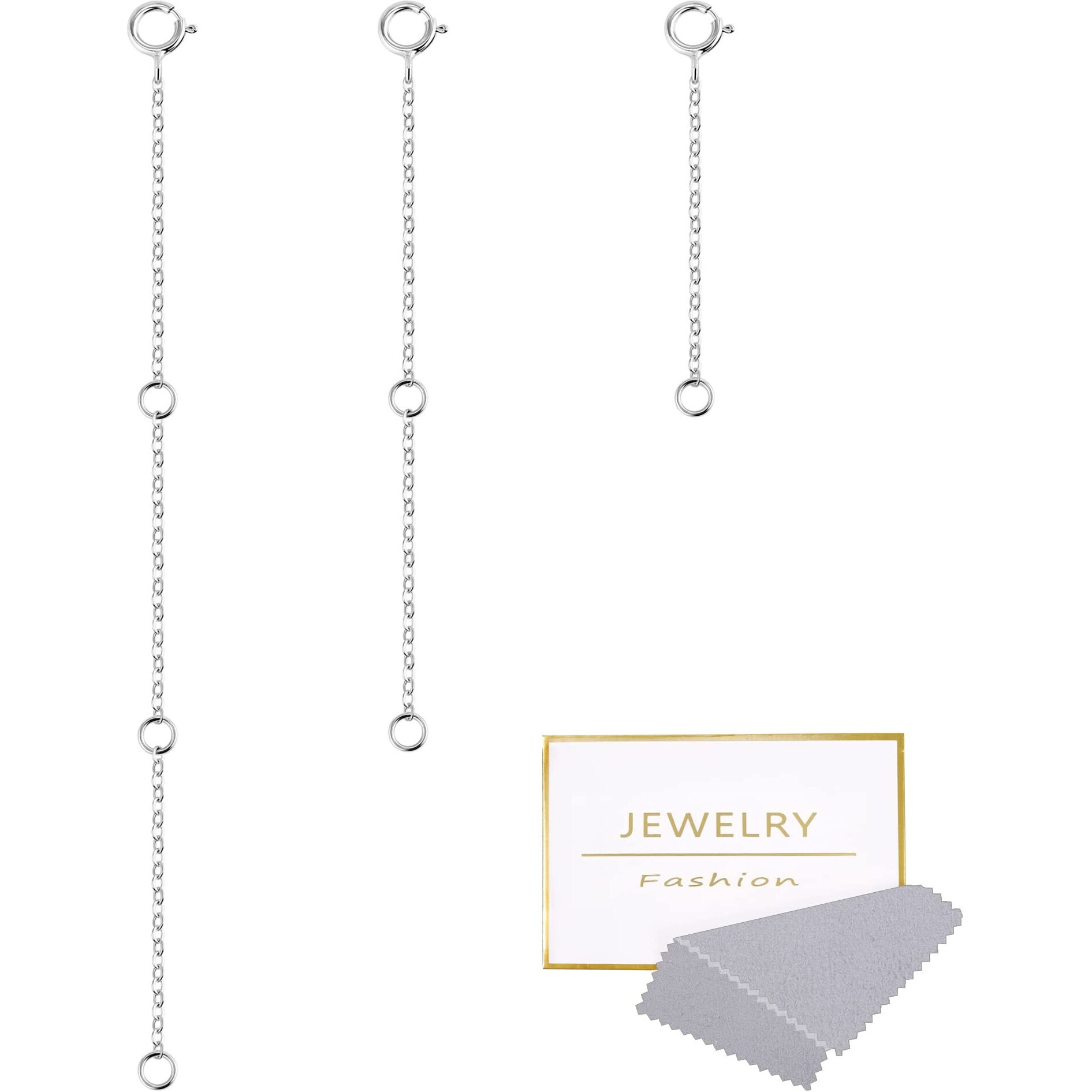 Sliver Necklace Extenders Silver Chain Extenders With Round Clasp  Durable Plated Solid Brass Necklace Bracelet Anklet Extension Chains(2 4 6 Inches  3Pcs)