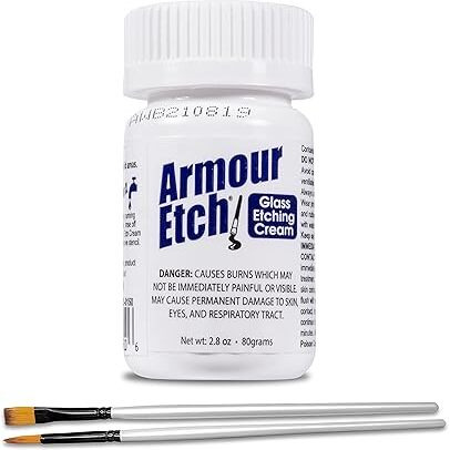 Armour Etch Glass Etching Cream - Starter 2.8Oz Size - Bundled With Moshify Application Brushes