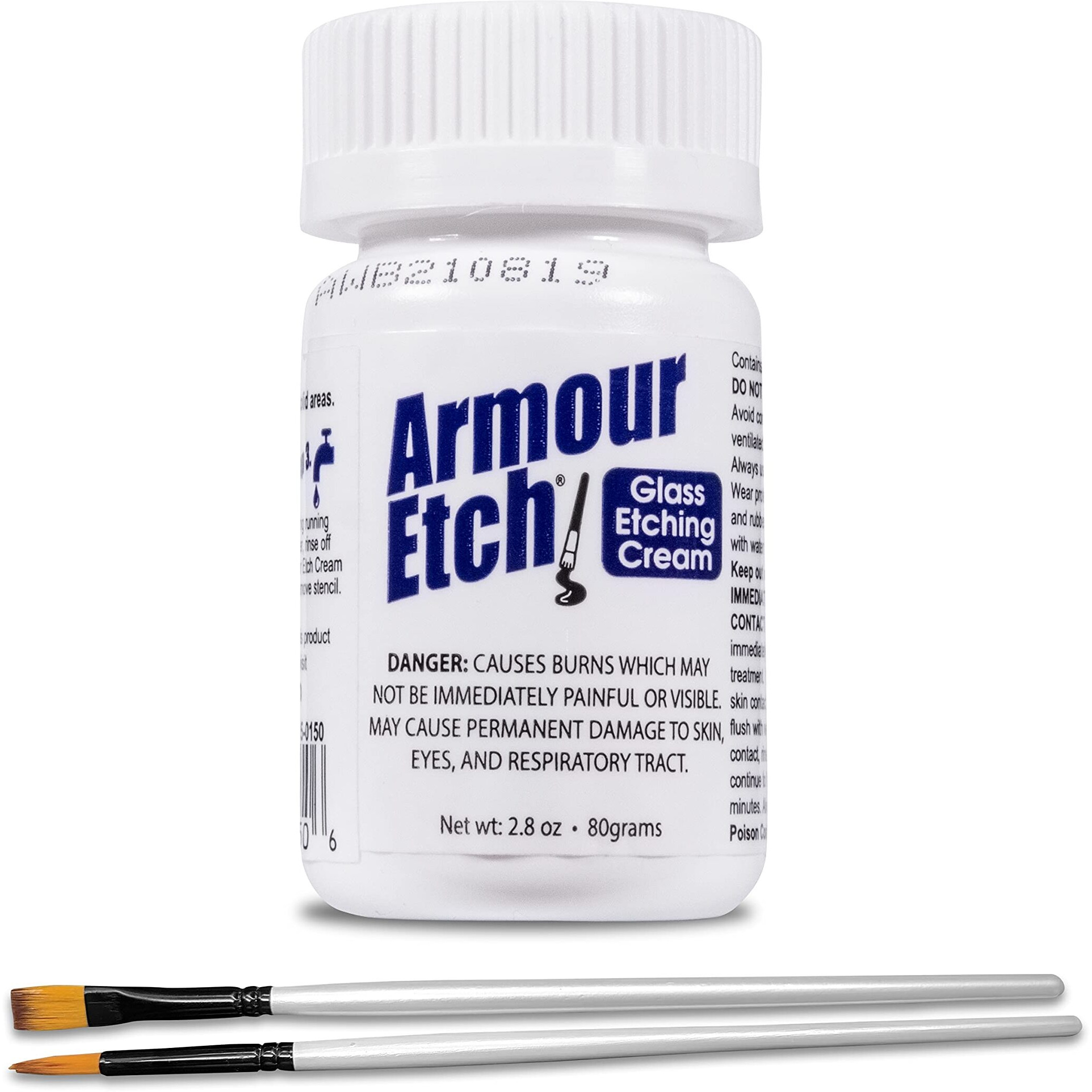 Armour Etch Glass Etching Cream - Starter 2.8Oz Size - Bundled With Moshify Application Brushes