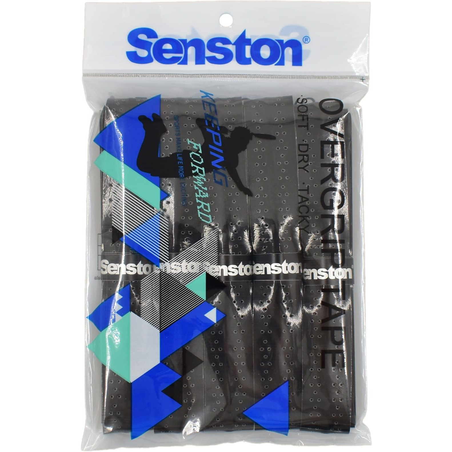 Senston New Racket Grip Anti Slip Perforated Super Absorbent Tennis Overgrip Badminton Overgrip Pickleball Overgrip 5 Pack Black