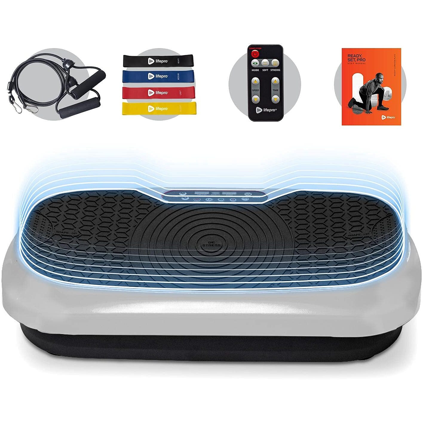 Lifepro Waver Mini Vibration Plate - Whole Body Vibration Platform Exercise Machine - Home  Travel Workout Equipment For Weight Loss  Toning  Wellness - Max User Weight 260Lbs (White)
