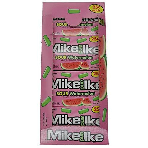 Mike And Ike Sour Watermelon Chewy Candies - Case Of 24 0.78-Oz. Box