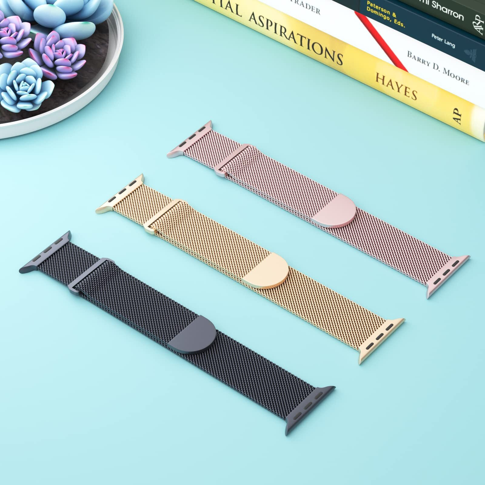 Steezrd 3 Pack Mesh Metal Apple Watch Bands  38Mm-45Mm  Stainless Steel Magnetic Loop Band Replacement For Ultra 2 Iwatch Series 9/8/Se/7/6/5/4/3/2/1