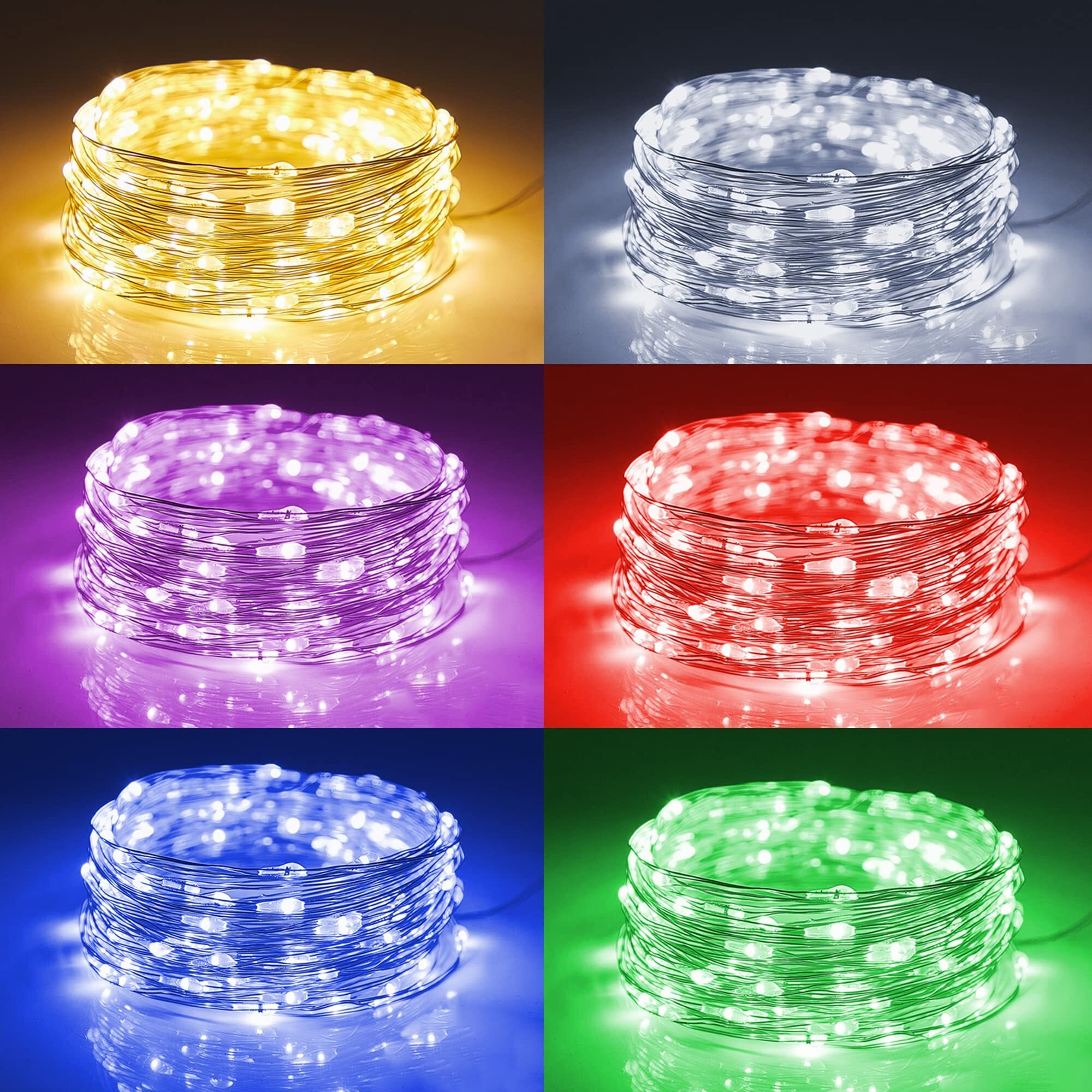 Waterglide 24 Pack Fairy Lights Battery Operated (Included)  6.5Ft 20 Led Mini String Lights  Waterproof Silver Wire Firefly Starry Lights For Diy Wedding Christmas Party Mason Jars Decor  Multicolor