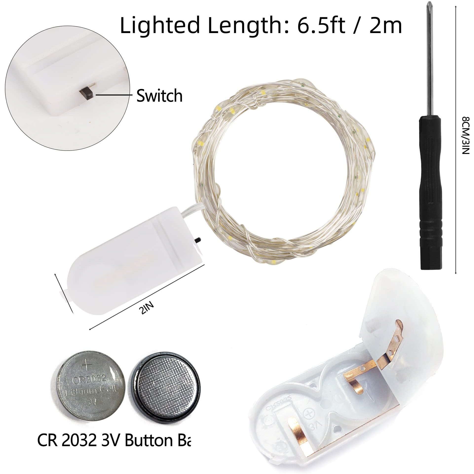 Waterglide 24 Pack Fairy Lights Battery Operated (Included)  6.5Ft 20 Led Mini String Lights  Waterproof Silver Wire Firefly Starry Lights For Diy Wedding Christmas Party Mason Jars Decor  Multicolor