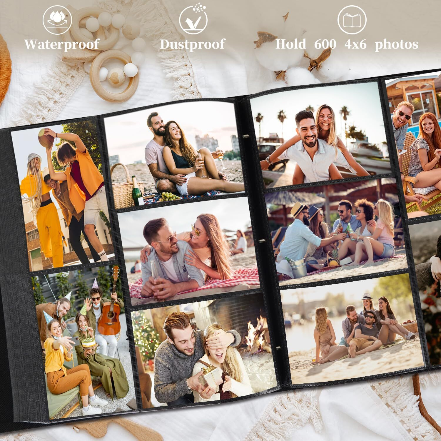 Artmag Fabric Photo Album 4X6 600 Large Capacity For Family Wedding Anniversary Linen Album Holds 600 Horizontal And Vertical Photos (600 Pockets  Dark Green)