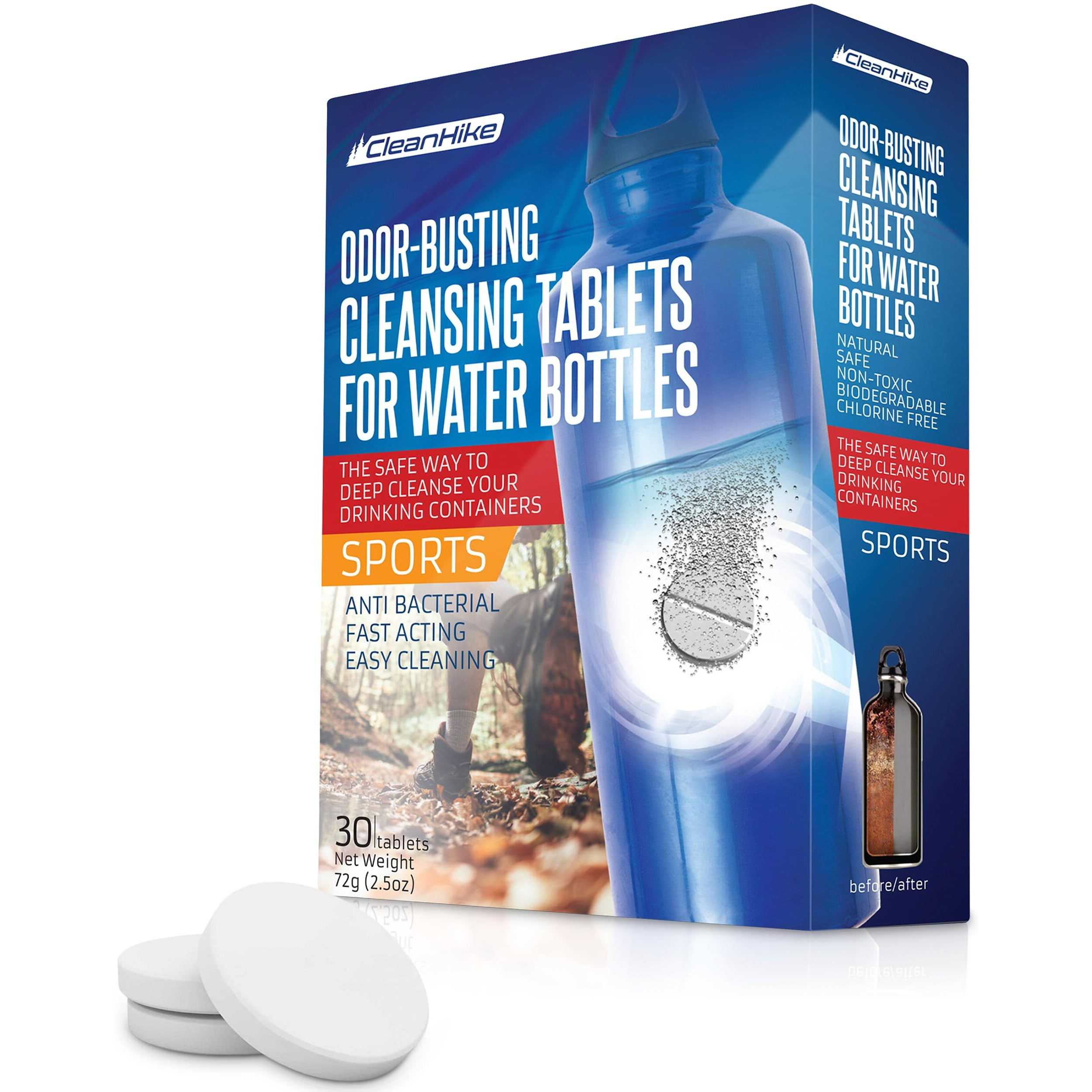 Tumbler Water Bottle Cleaning Tablets - All Natural Ingredient  Great For All Stainless  Plastics  Ceramic And Glass Drinking Containers  Individually Packed (30 Count)