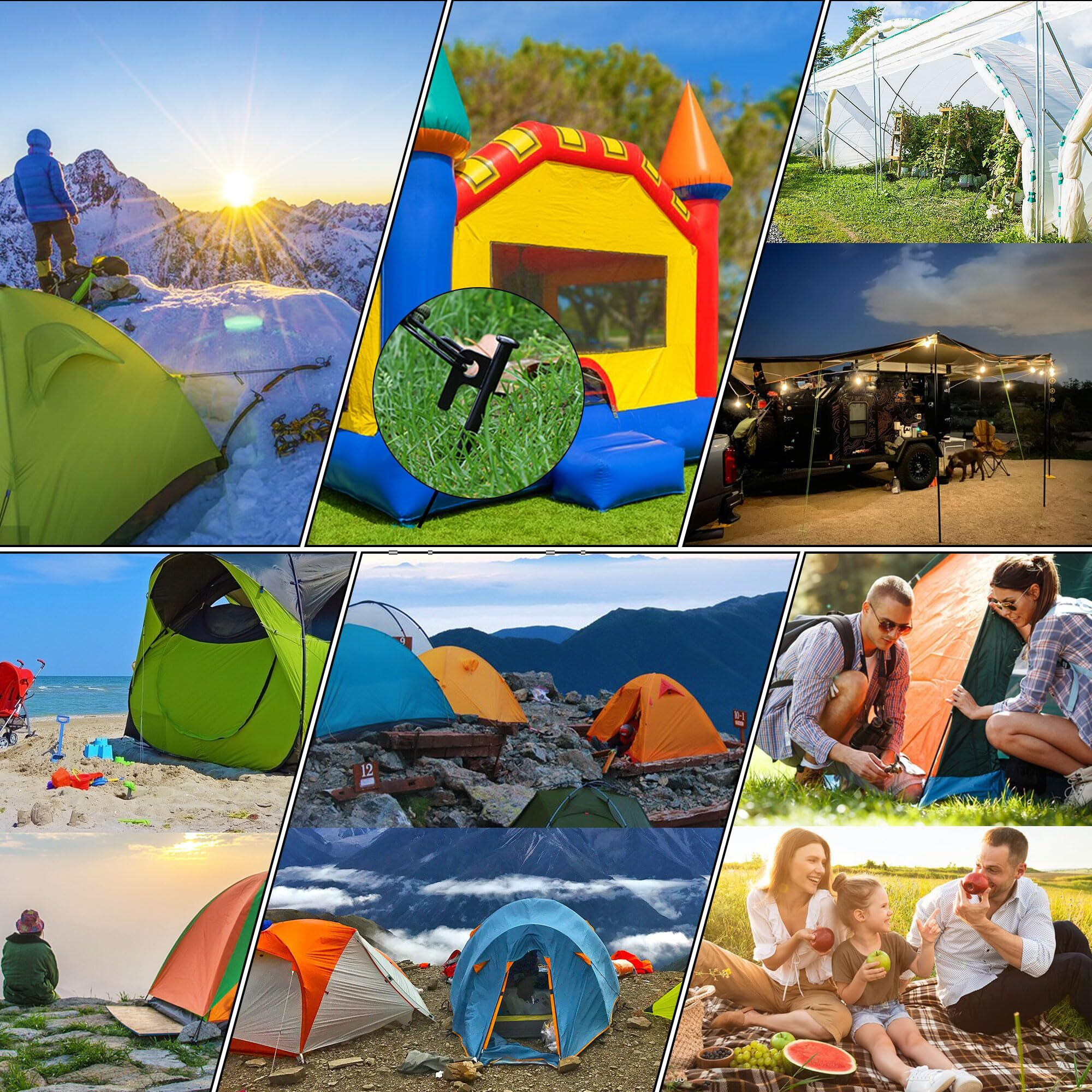 8 Pack Tent Stakes Heavy Duty 12 Inch Steel Tent Pegs For Camping Unbreakable And Inflexible-Silver