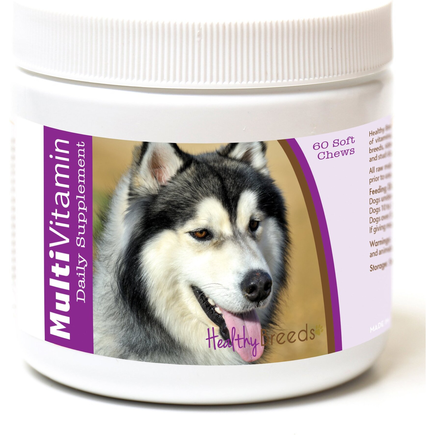 Healthy Breeds Siberian Husky Multivitamin For Dogs - Vet Recommended Daily Supplement - Bacon Flavored - 60 Soft Chews