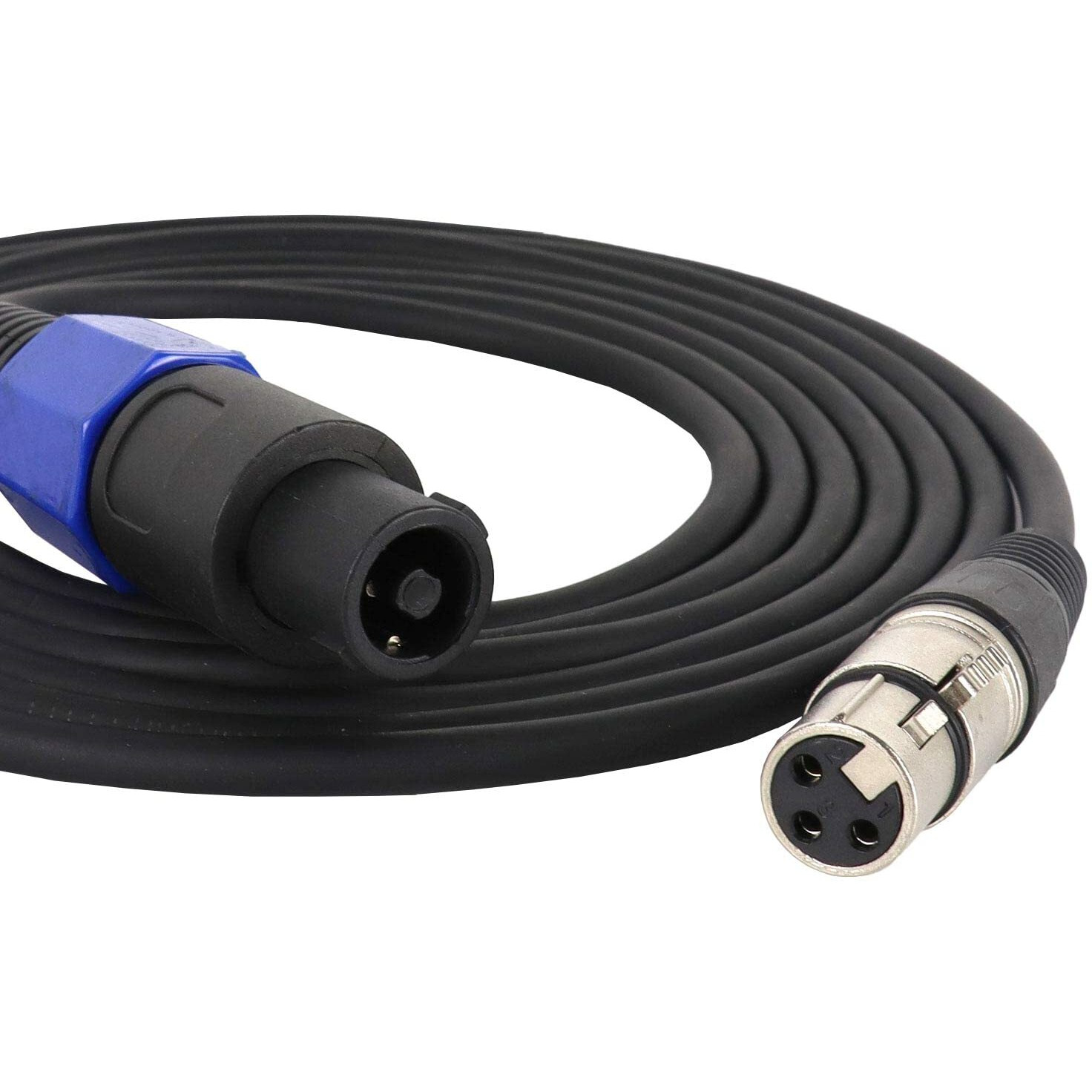 Hbu Pack Of 1 15 Feet Speakon Male To 3 Pole Xlr Female Cable - 15Ft Professional Mic 3 Pin Connection Extension Wire - Microphone Audio Jack Speak-On Plug With Twist Lock