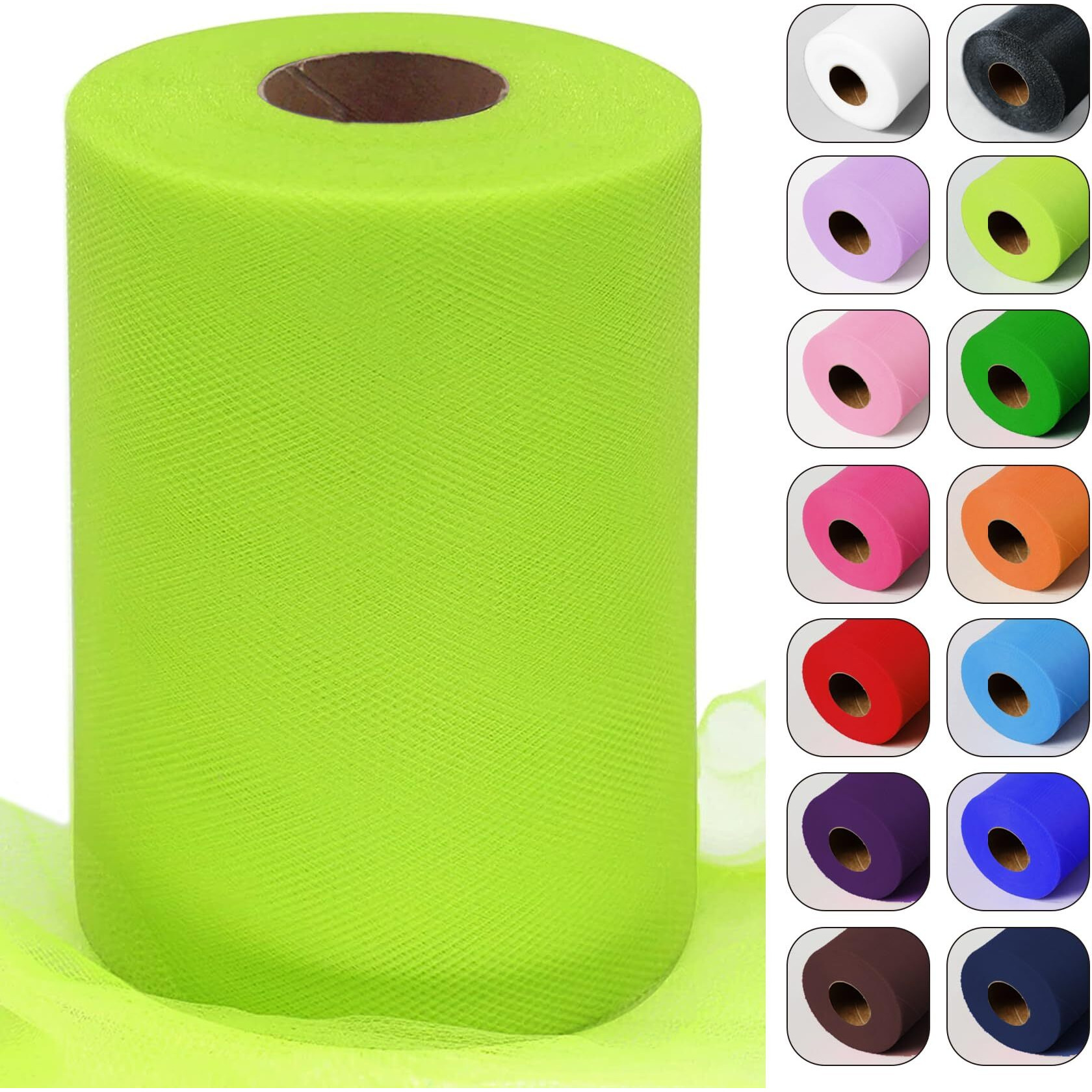 Fluorescent Green Tulle Fabric Roll 6 Inch By 100 Yards (300 Feet) Sheer Tulle Netting Spool Tulle Ribbon For Halloween Decoration Tutu Skirt Gift Wrapping Wedding Baby Shower Party Diy Crafts