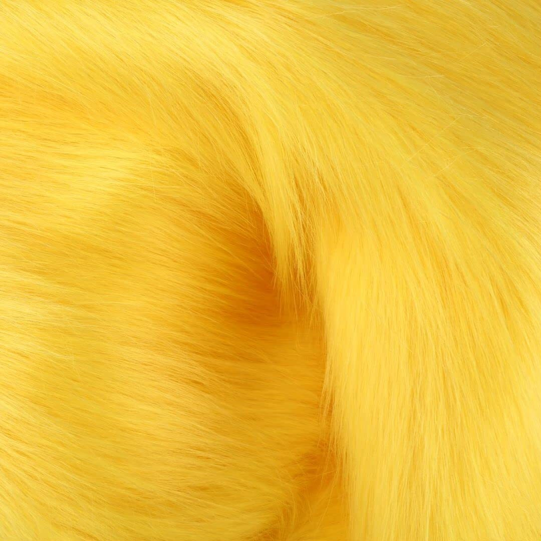 Faux Fur Fabric Craft Fur For Crafts Gnomes Costume Fursuit Decoration(10X10 Inches Yellow)