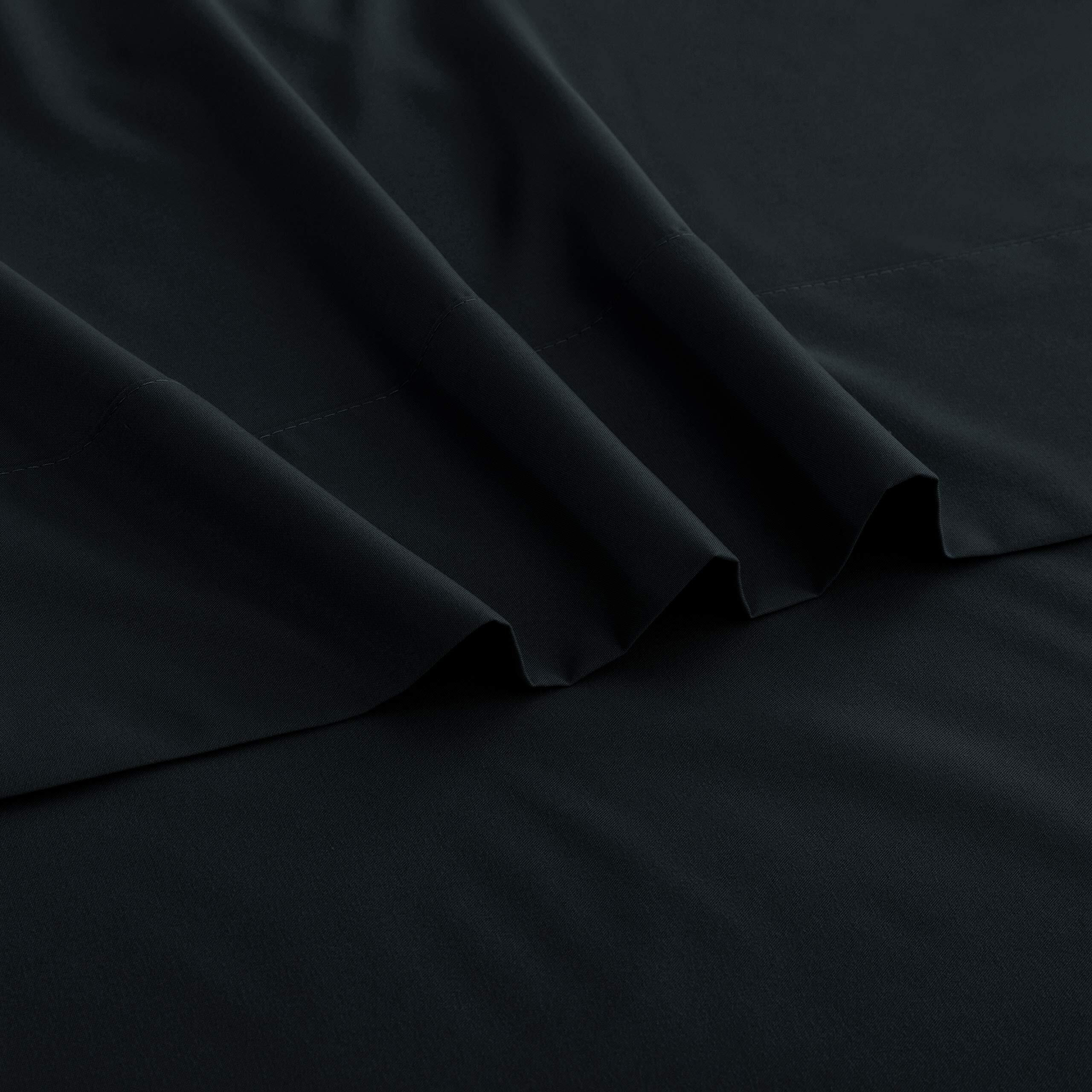 Sfoothome Queen Flat Sheet Black Top Sheet  Premium Hotel 1-Piece  Luxury And Soft 1500 Thread Count Quality Bedding Flat Sheet  Wrinkle-Free  Stain-Resistant