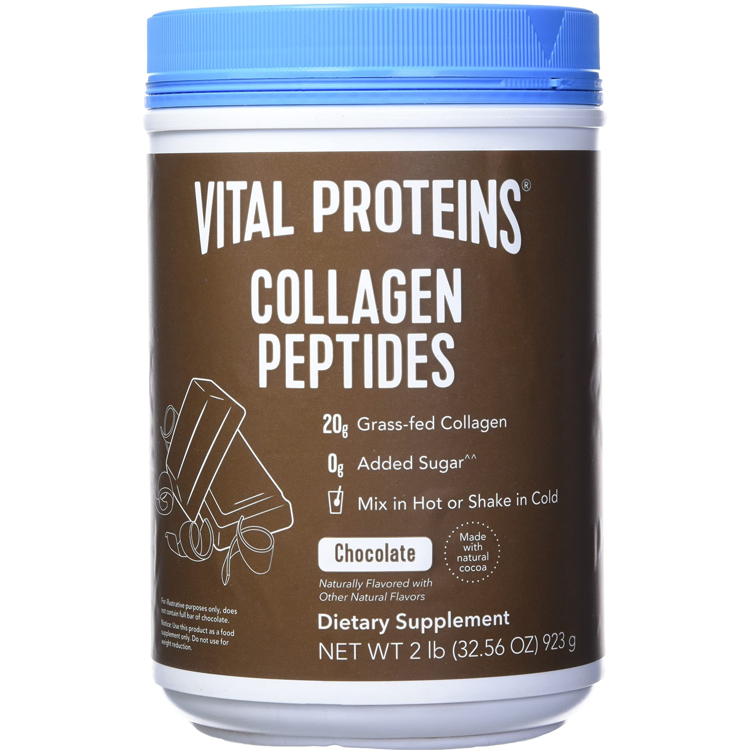 Vital Protein Collagen Peptides  Pasture Raised  Grass Fed  Paleo Friendly  Gluten / Zero Sugar Dairy Free  Chocolate  32.56 Oz